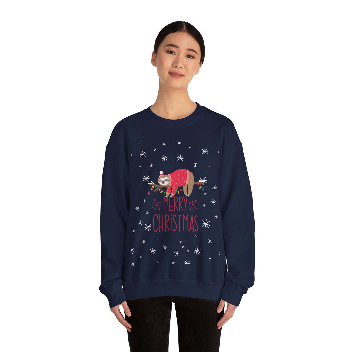 Merry Christmas Sloth 🎄🦥✨ Unisex Heavy Blend Crewneck Sweatshirt