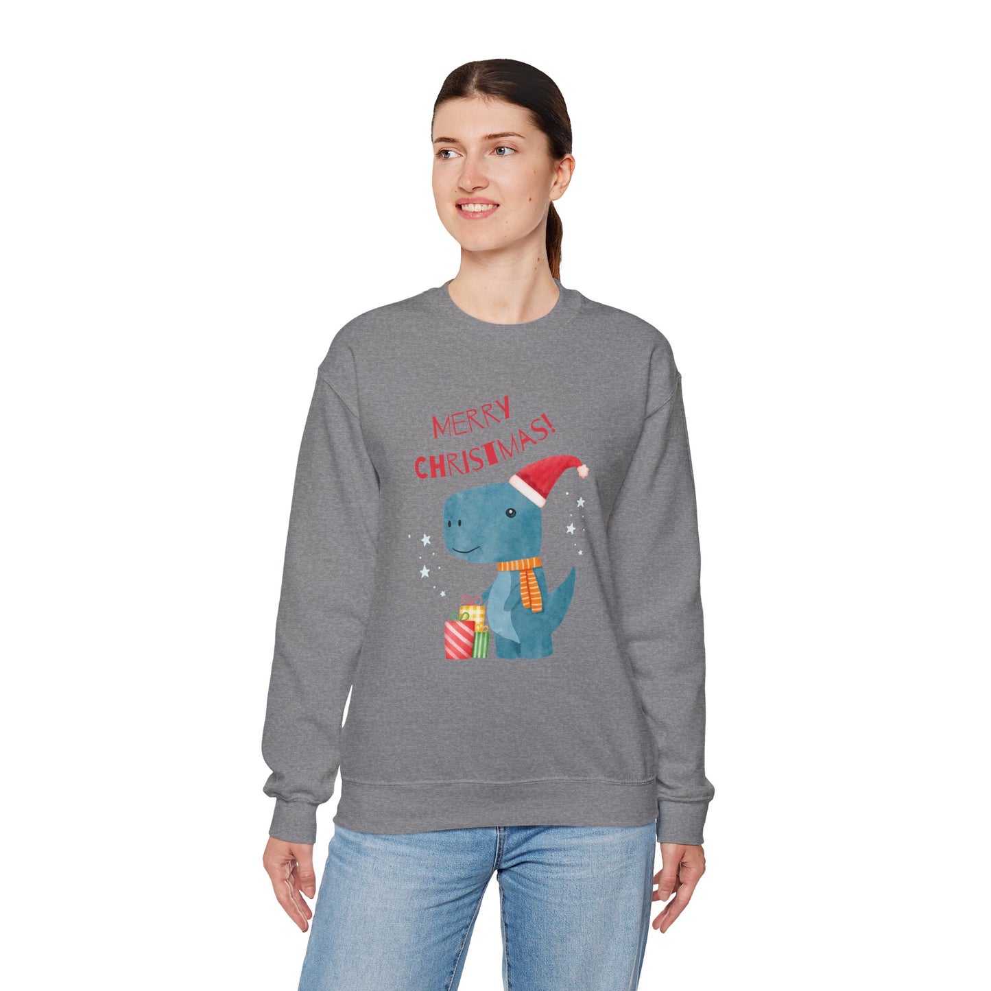 Merry Christmas Dino 🎄🦖🎁 Unisex Heavy Blend Crewneck Sweatshirt