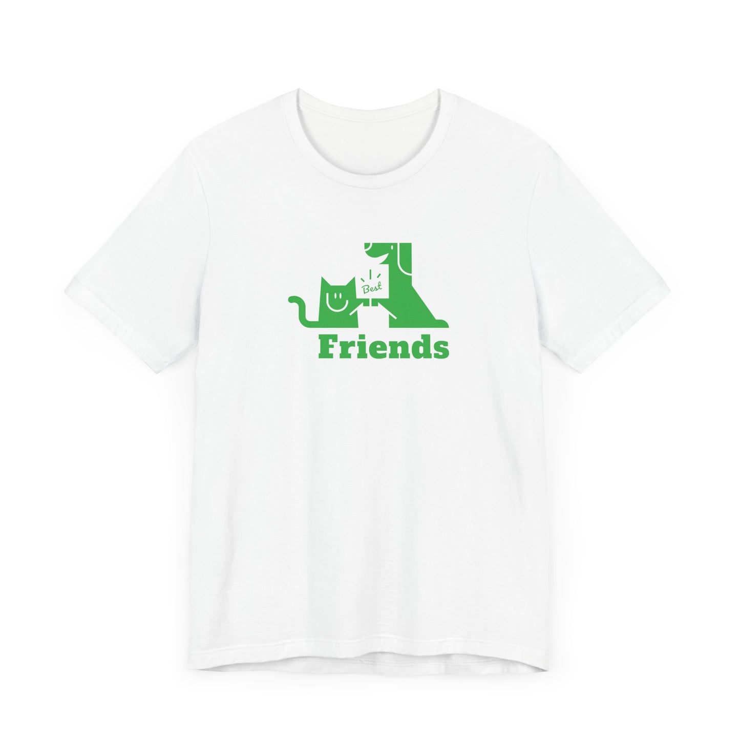 Cat & Dog Hi-5 Each Other Best Friends Green Print Unisex Jersey Short Sleeve Tee