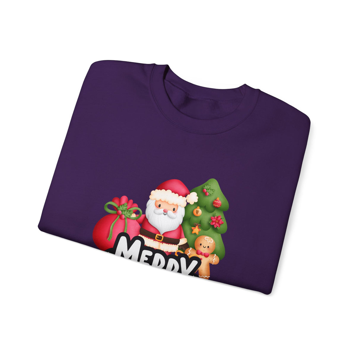 Unisex Heavy Blend Crewneck Sweatshirt  Merry Christmas with Santa & Gingerbread Man 🎅🍪✨