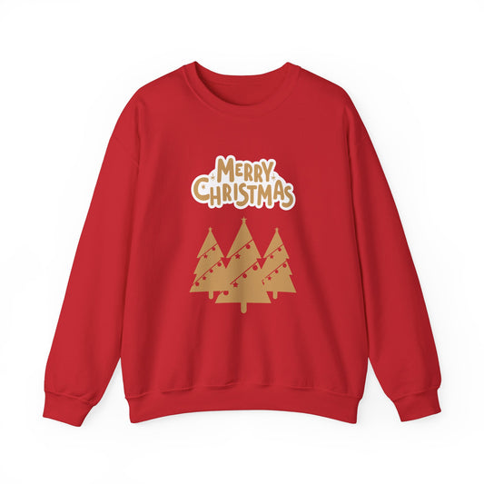 Unisex Heavy Blend Crewneck Sweatshirt Merry Christmas Gold Trees 🎄✨💛