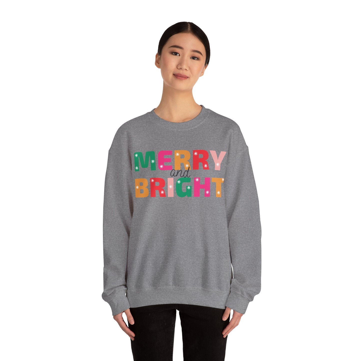 Unisex Heavy Blend Crewneck Sweatshirt Colorful Merry and Bright 🎄✨🌈