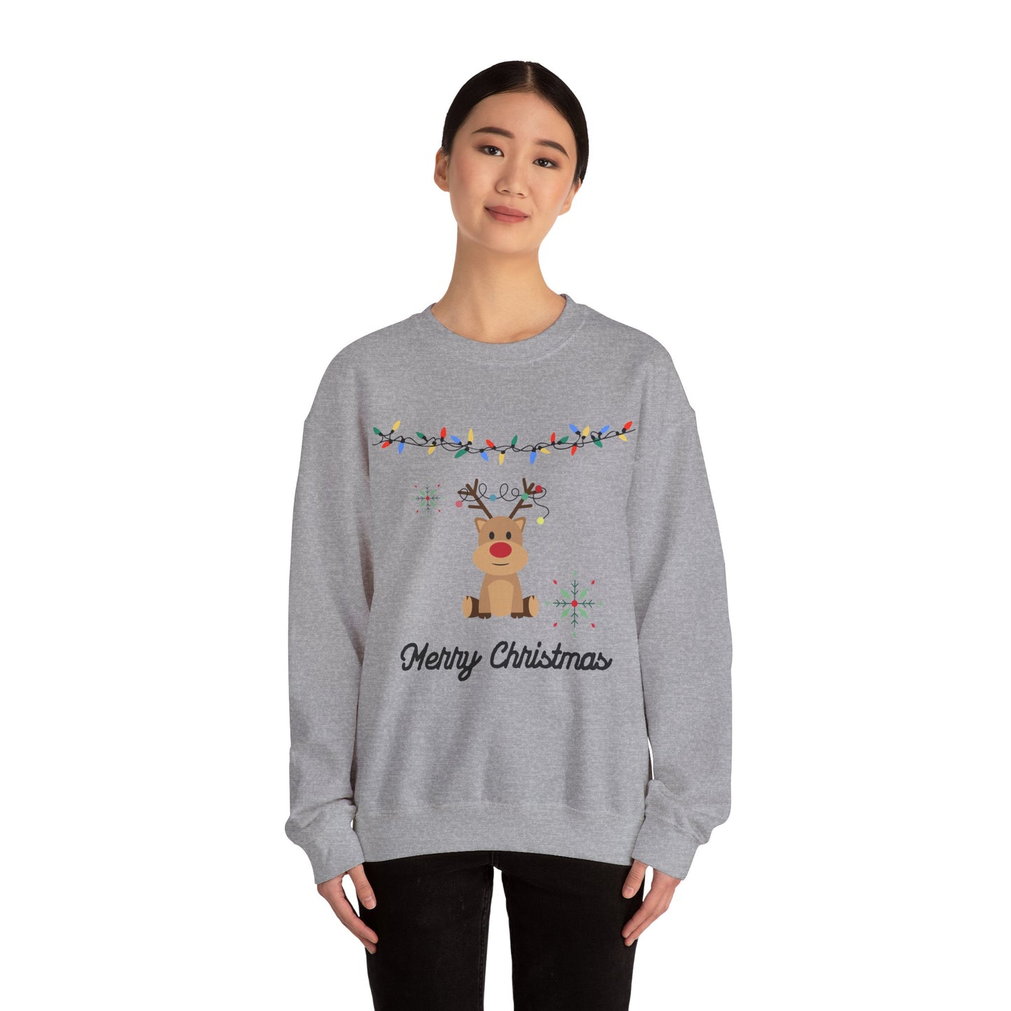 Unisex Heavy Blend Crewneck Sweatshirt Merry Christmas Reindeer 🎄🦌✨