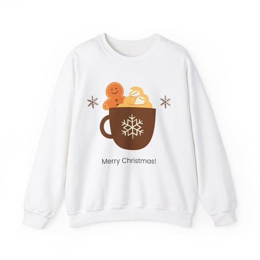 Unisex Heavy Blend Crewneck Sweatshirt Merry Christmas Gingerbread Man ☕🎄🍪