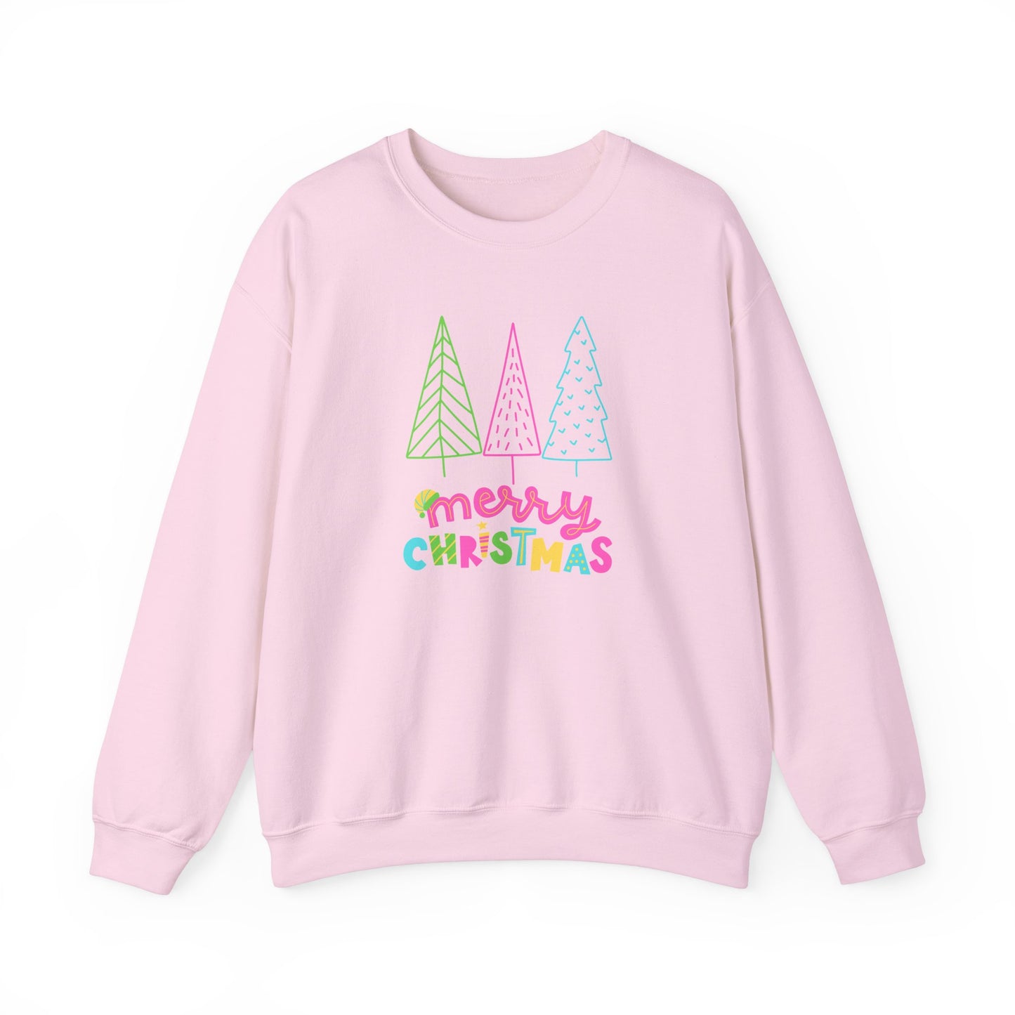 Unisex Heavy Blend Crewneck Sweatshirt Neon Christmas Trees 🎄✨🌈