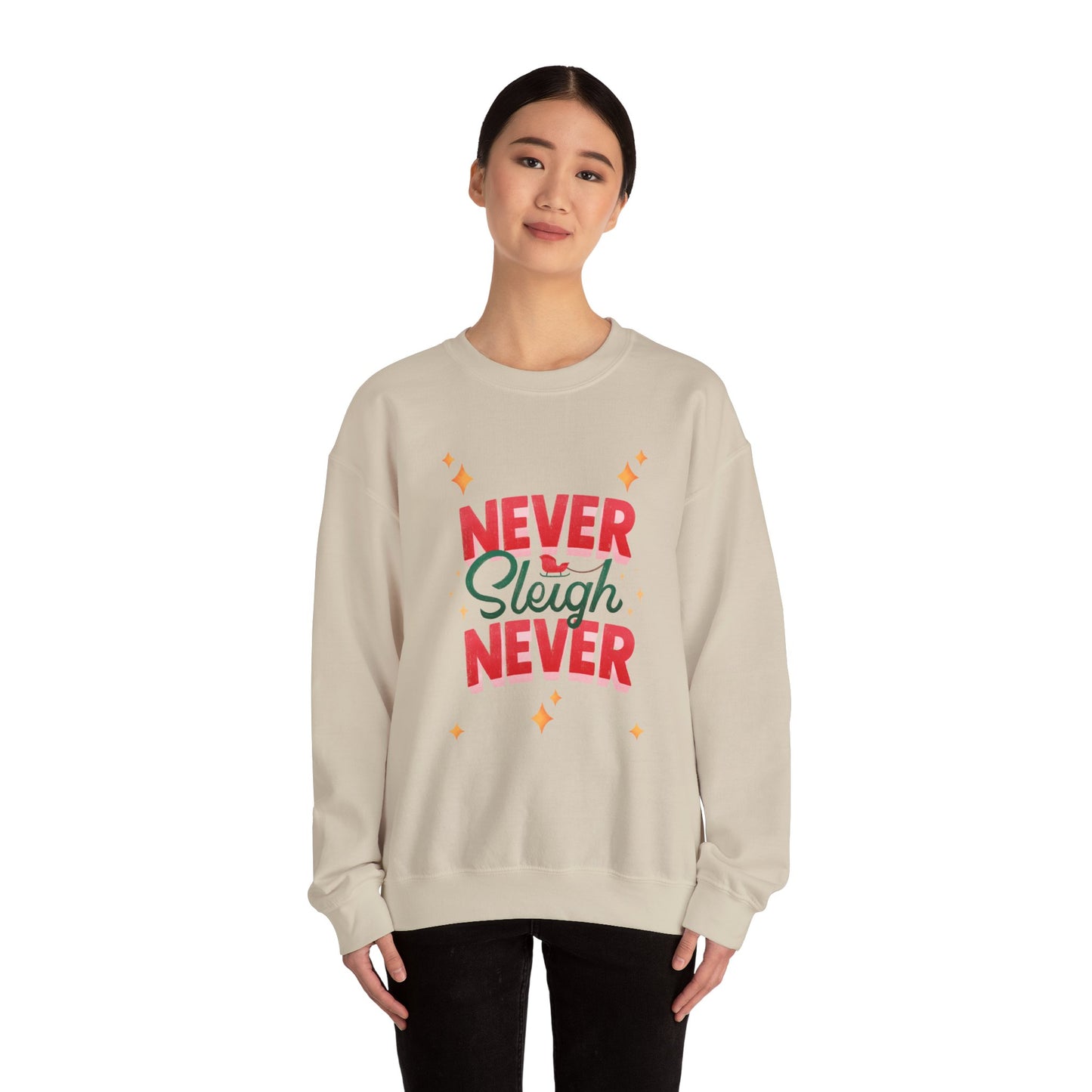 Unisex Heavy Blend Crewneck Sweatshirt Never Sleigh Never 🎄✨