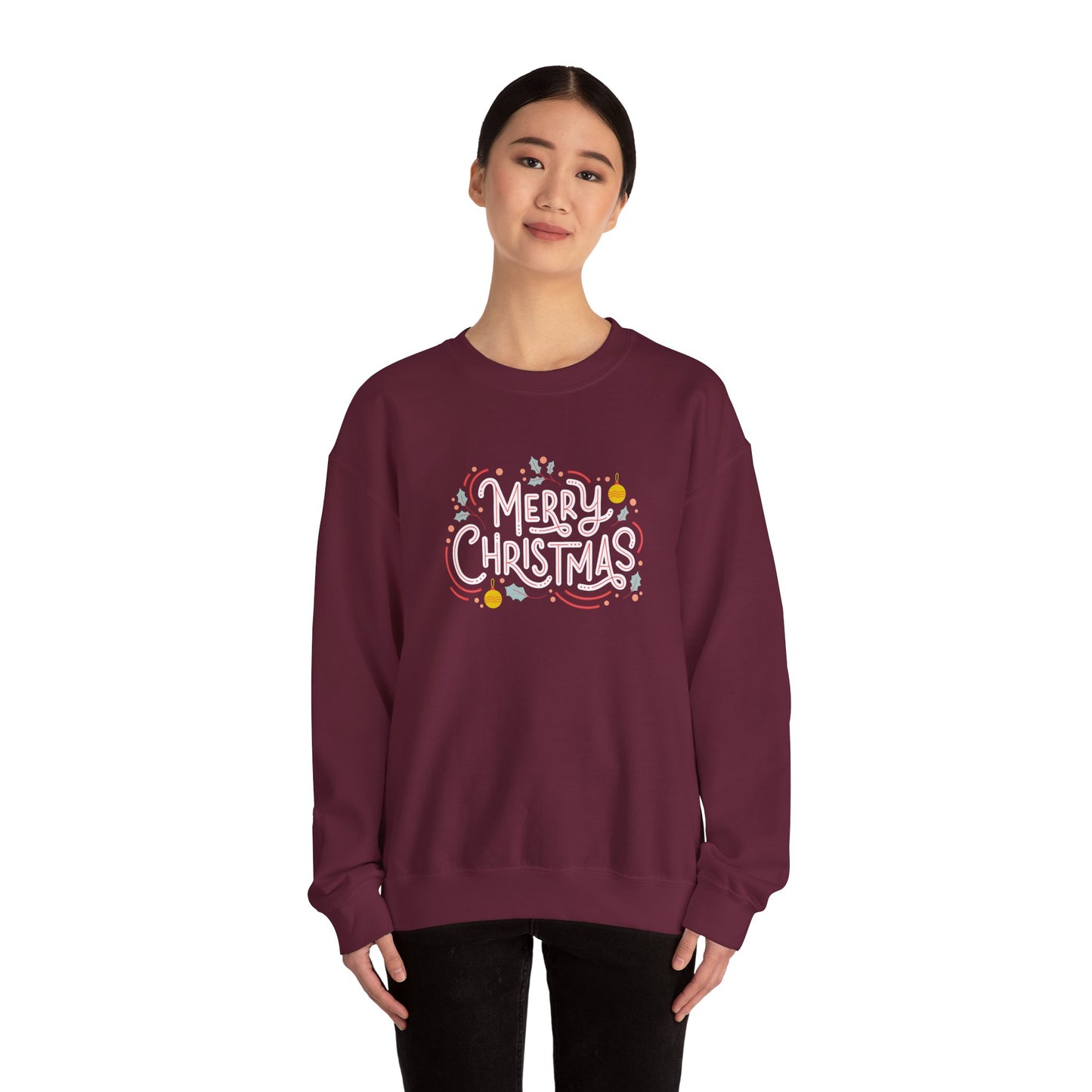 Unisex Heavy Blend Crewneck Sweatshirt Beautiful Merry Christmas Design 🎄✨