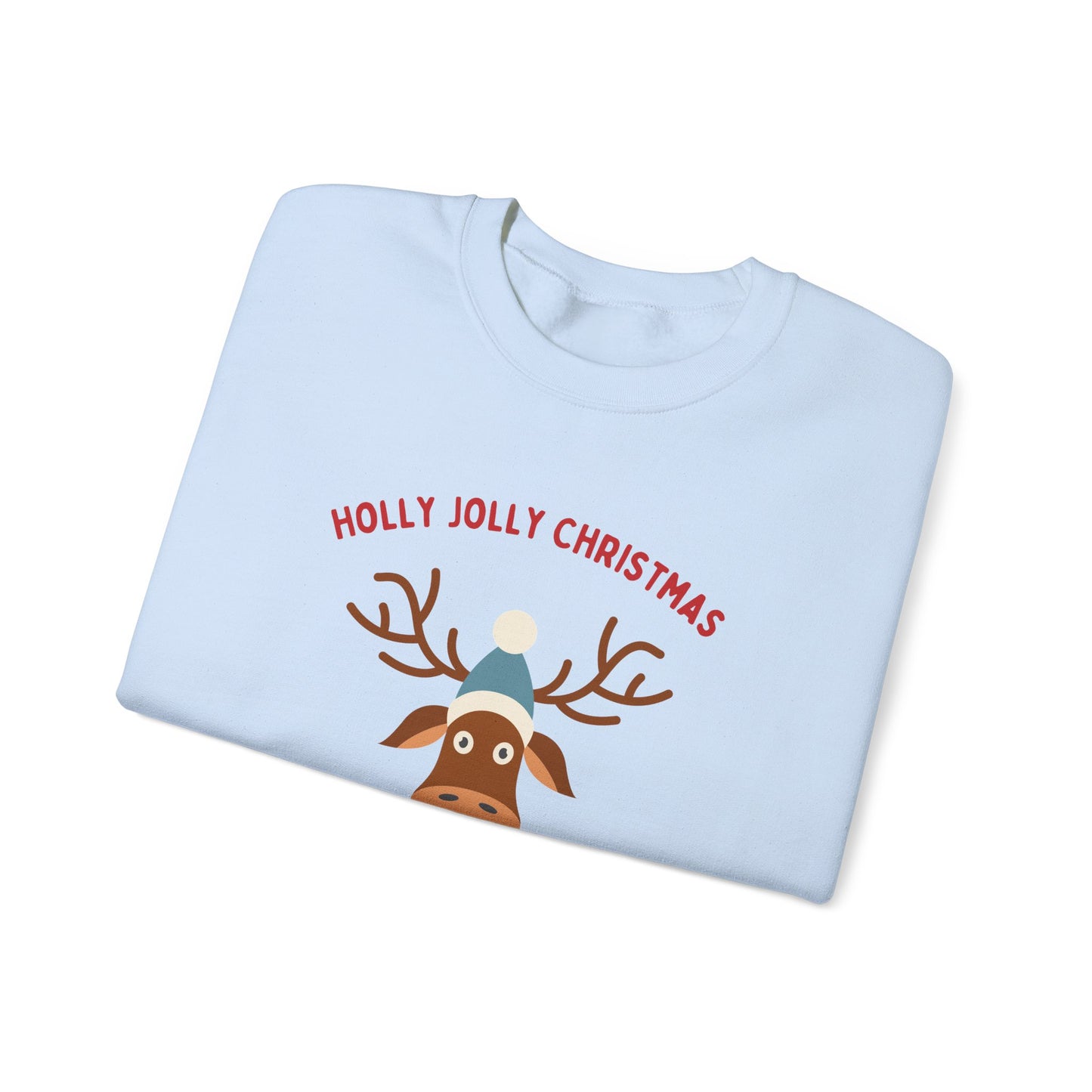 Unisex Heavy Blend Crewneck Sweatshirt Holly Jolly Christmas Reindeer 🎄🦌🎁