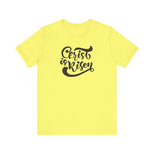 Unisex Jersey Short Sleeve Tee Easter 'Christ is Risen' Black Print