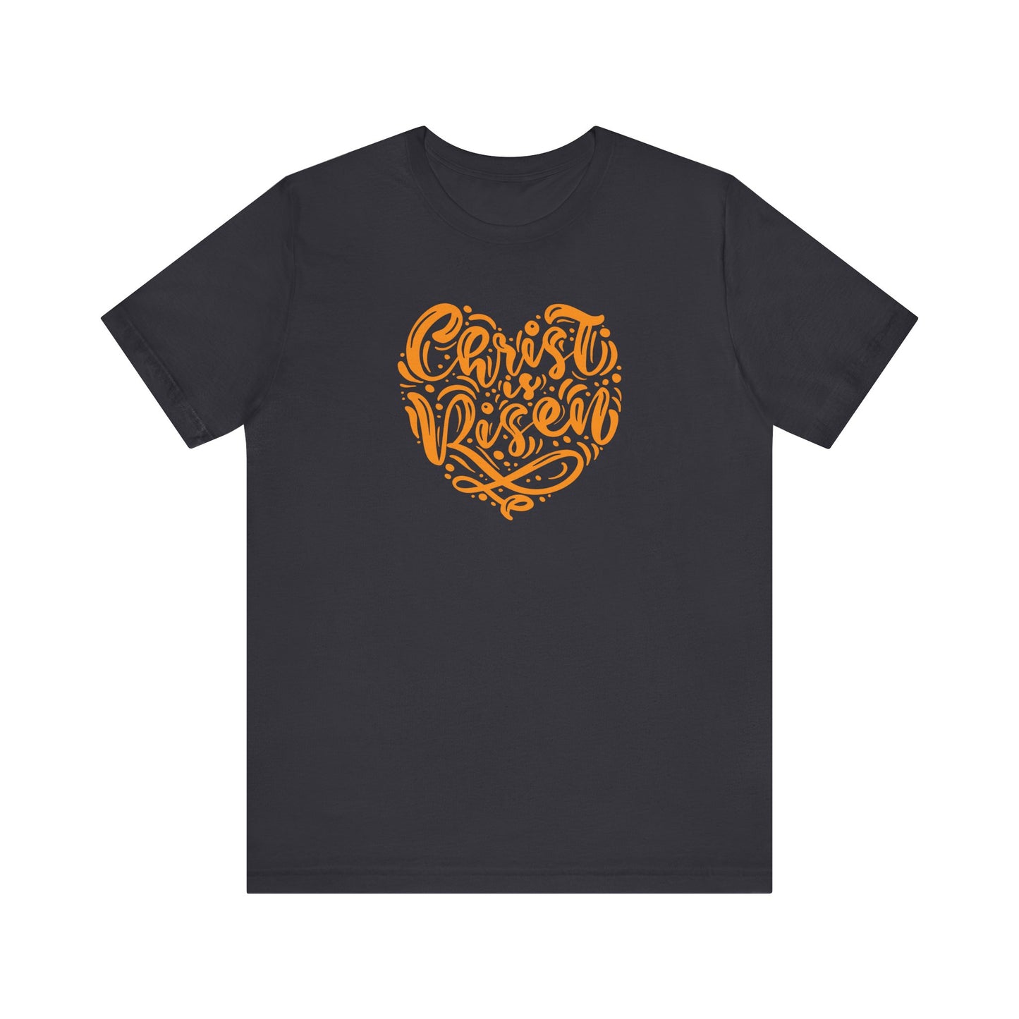 Christ is Risen Heart Shaped Orange Print Unisex Jersey Short Sleeve Tee