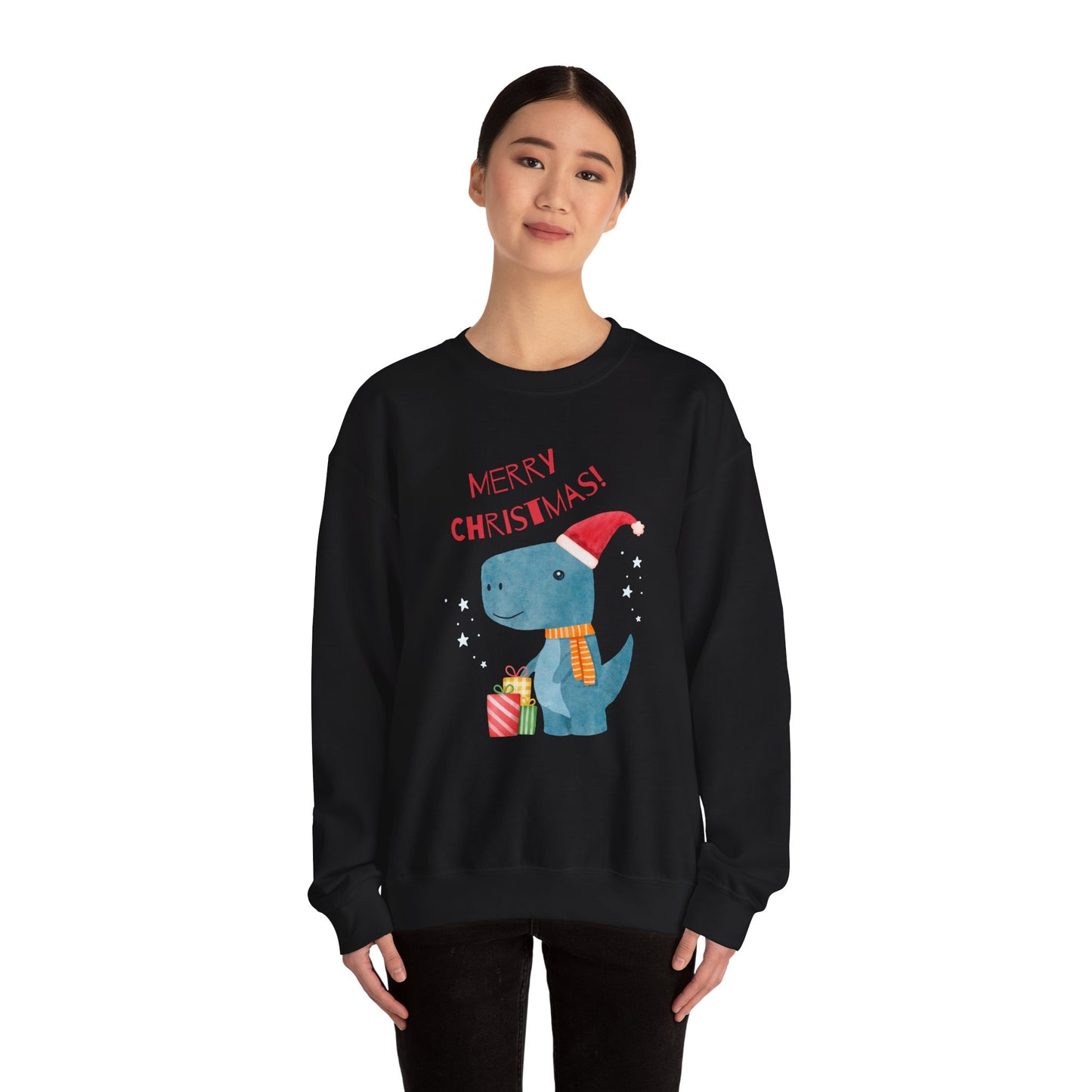 Unisex Heavy Blend Crewneck Sweatshirt Merry Christmas Dino 🎄🦖🎁