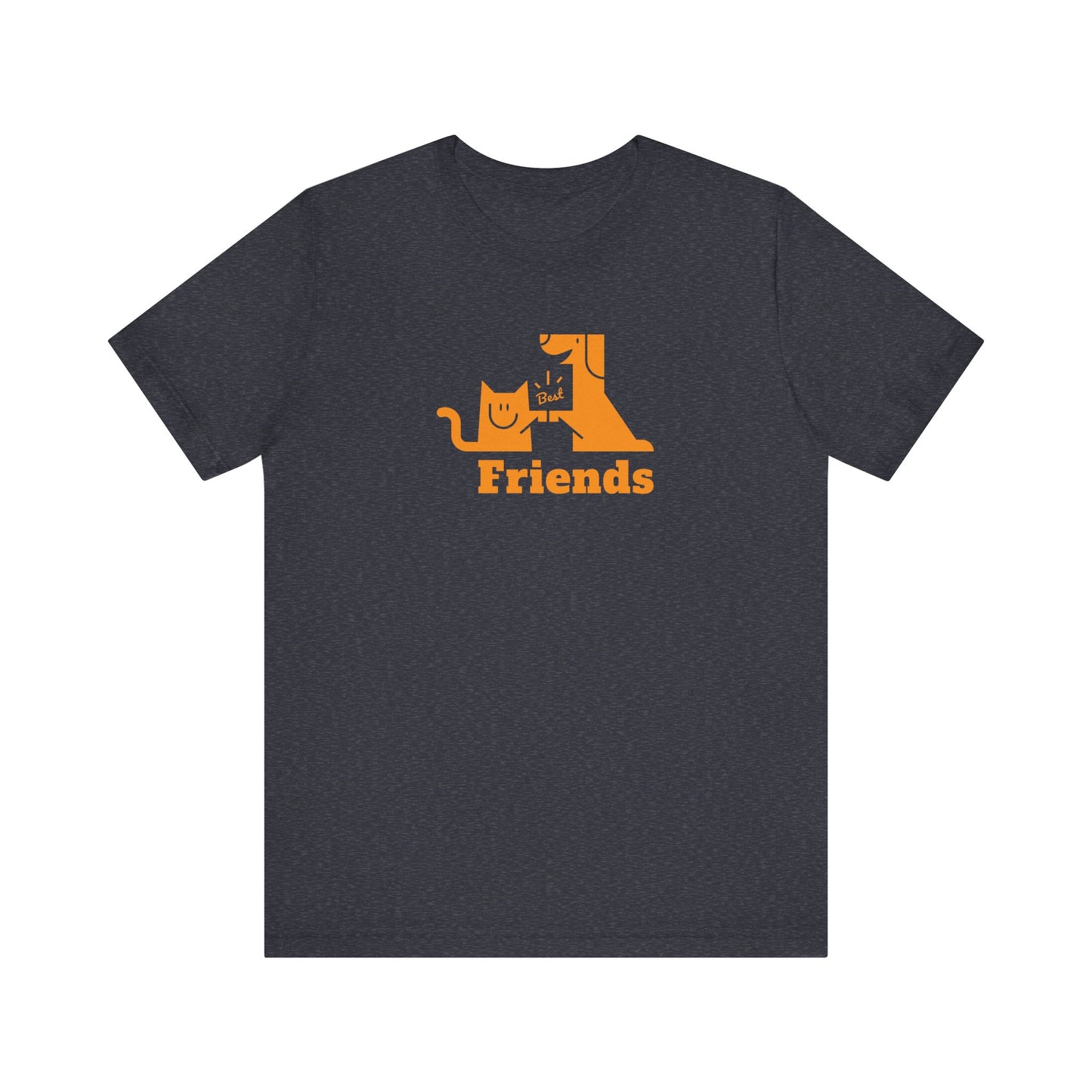 Unisex Jersey Short Sleeve Tee Cat & Dog Hi-5 Each Other Best Friends Orange Print