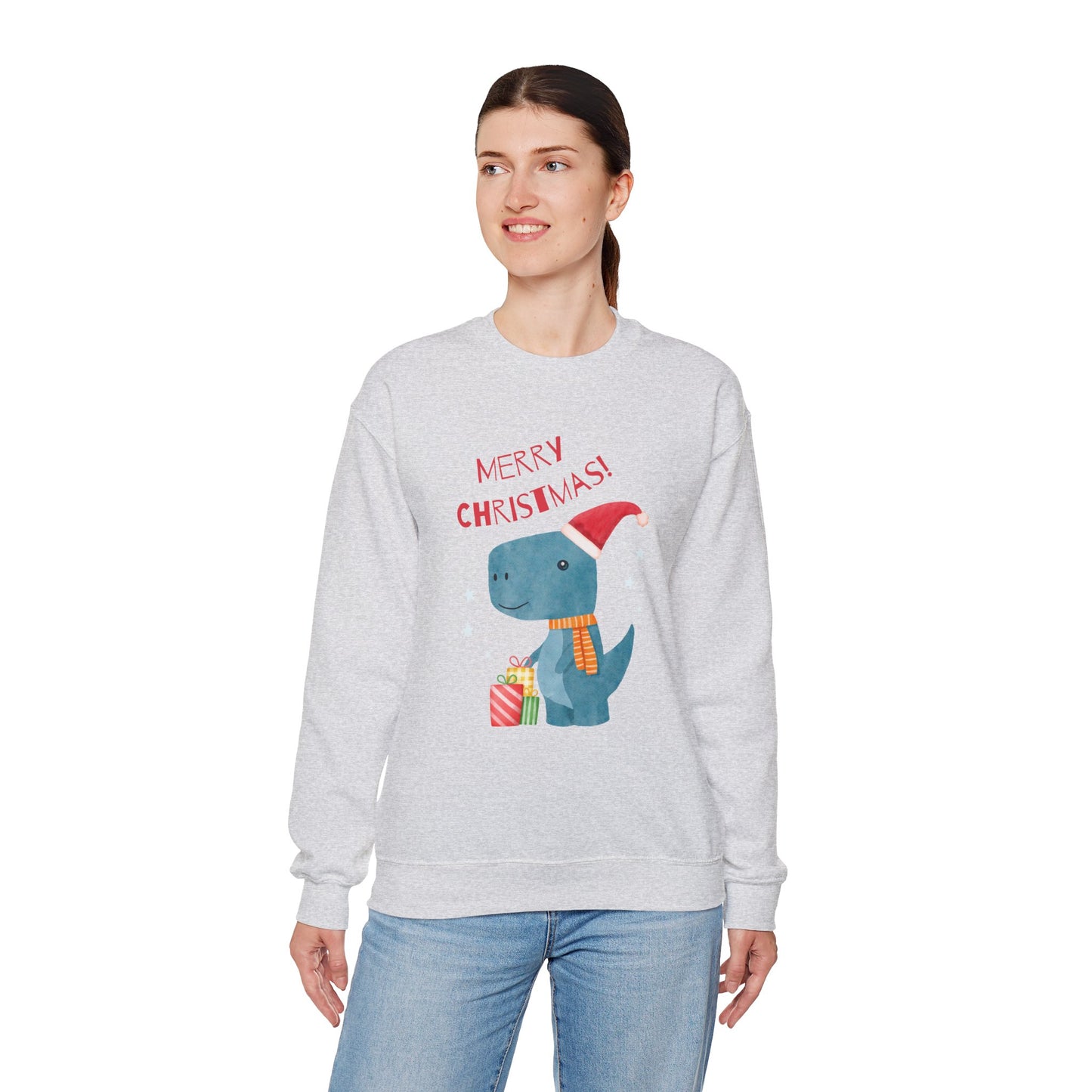 Merry Christmas Dino 🎄🦖🎁 Unisex Heavy Blend Crewneck Sweatshirt