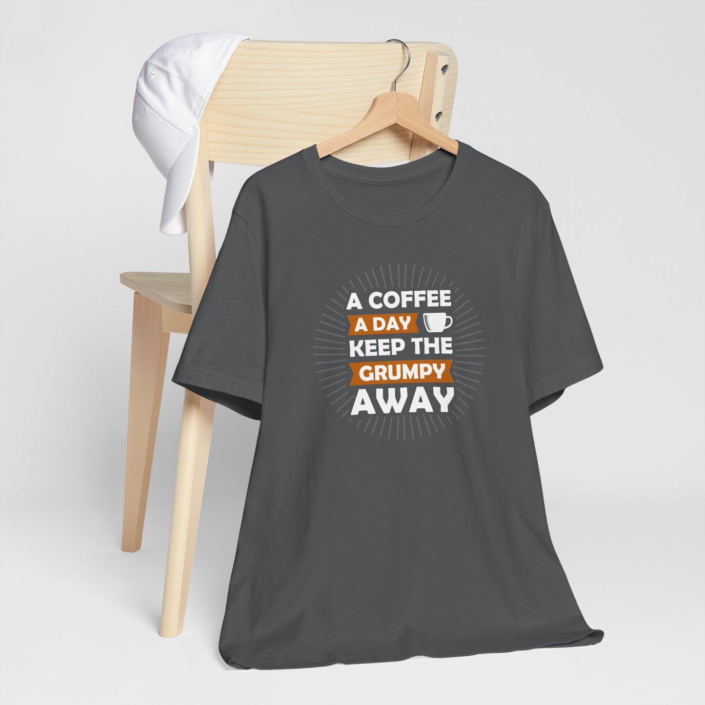 A Coffee A Day Keeps The Grumpy Away Unisex Jersey Short Sleeve Tee