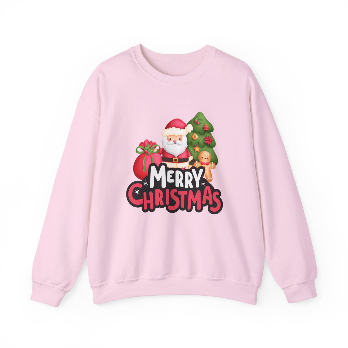 Unisex Heavy Blend Crewneck Sweatshirt  Merry Christmas with Santa & Gingerbread Man 🎅🍪✨