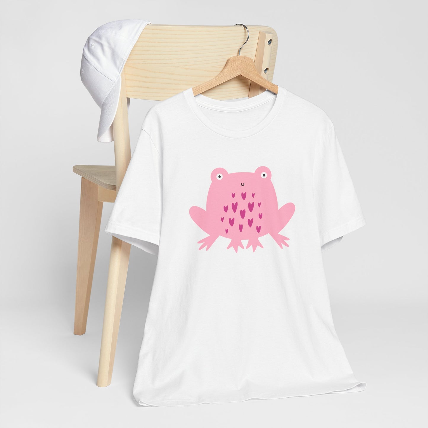 Adorable Pink Frog with Hearts Unisex Jersey Short Sleeve Tee