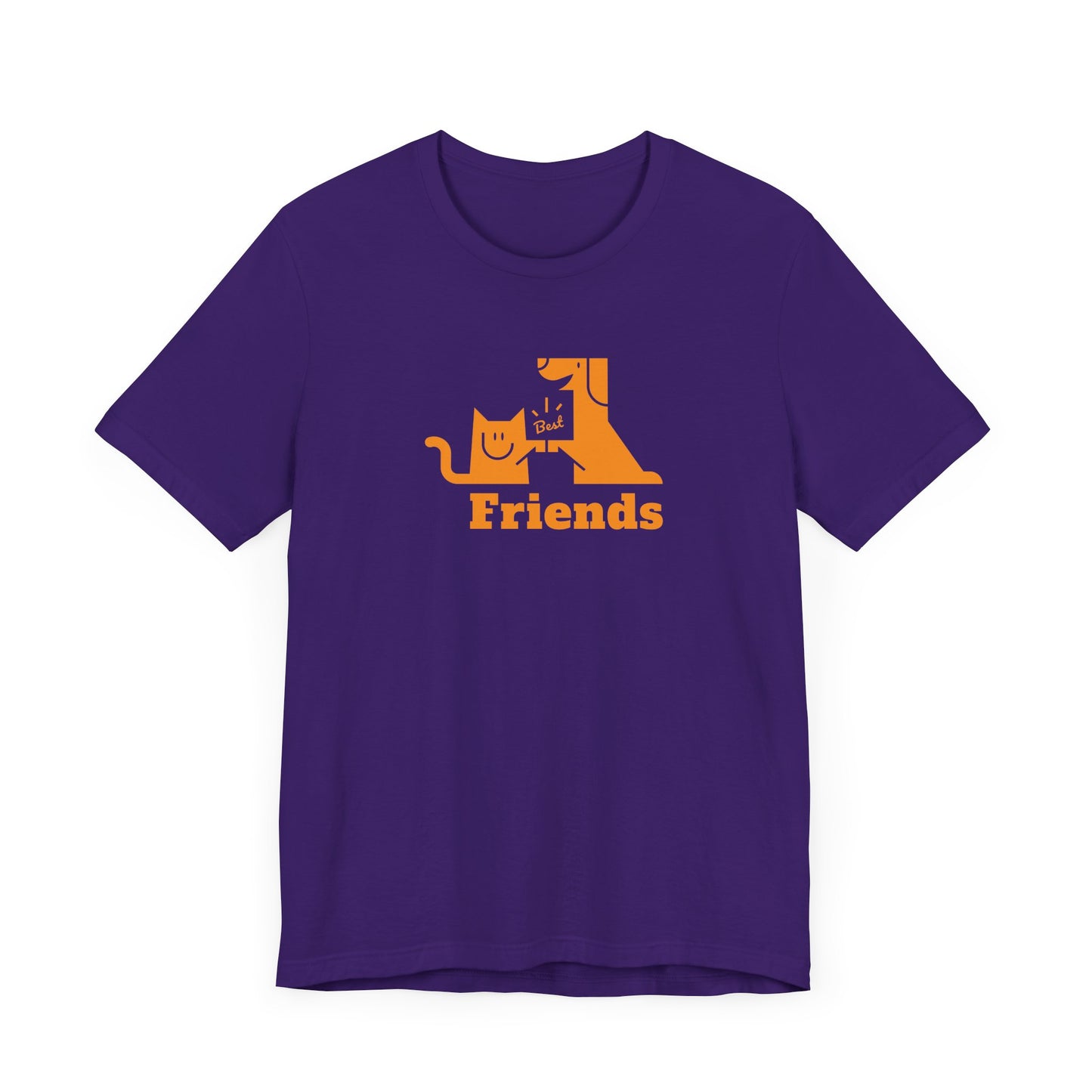 Cat & Dog Hi-5 Each Other Best Friends Orange Print Unisex Jersey Short Sleeve Tee