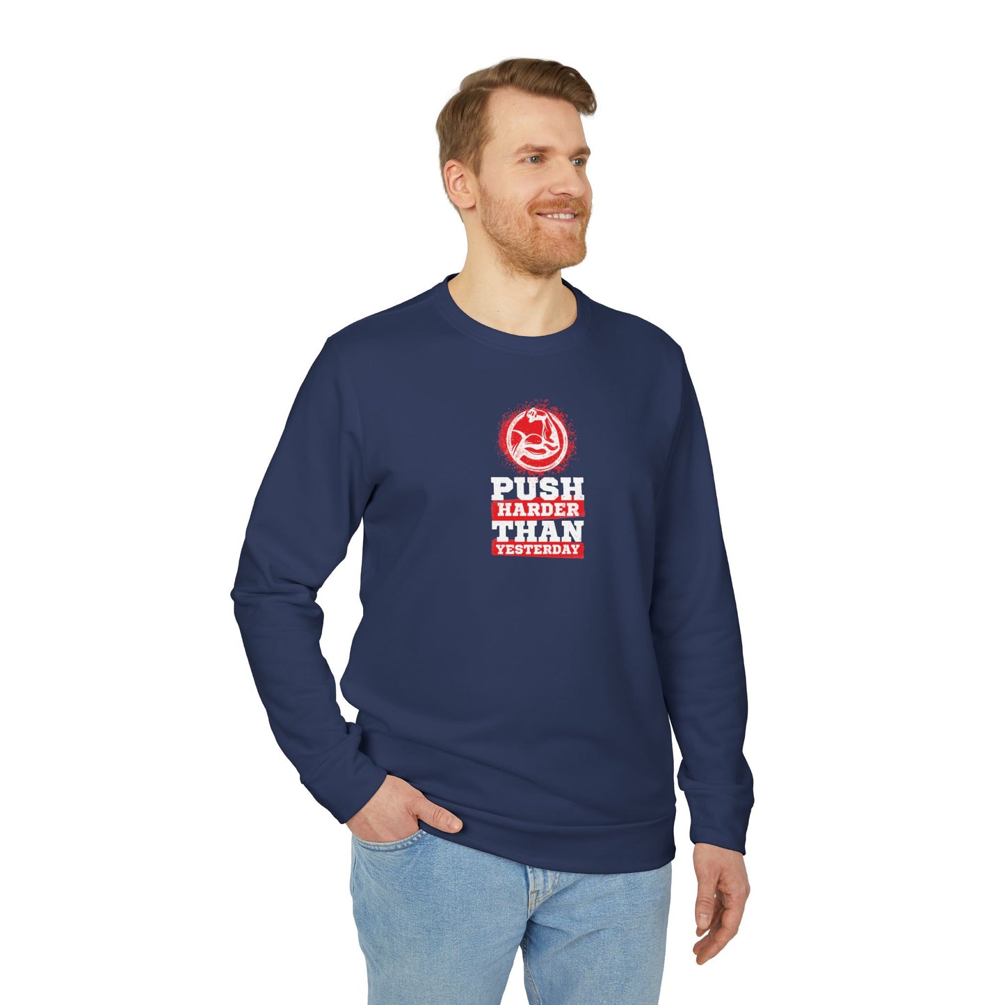 Push Harder Than Yesterday Adidas Unisex Cozy Fleece Sweatshirt
