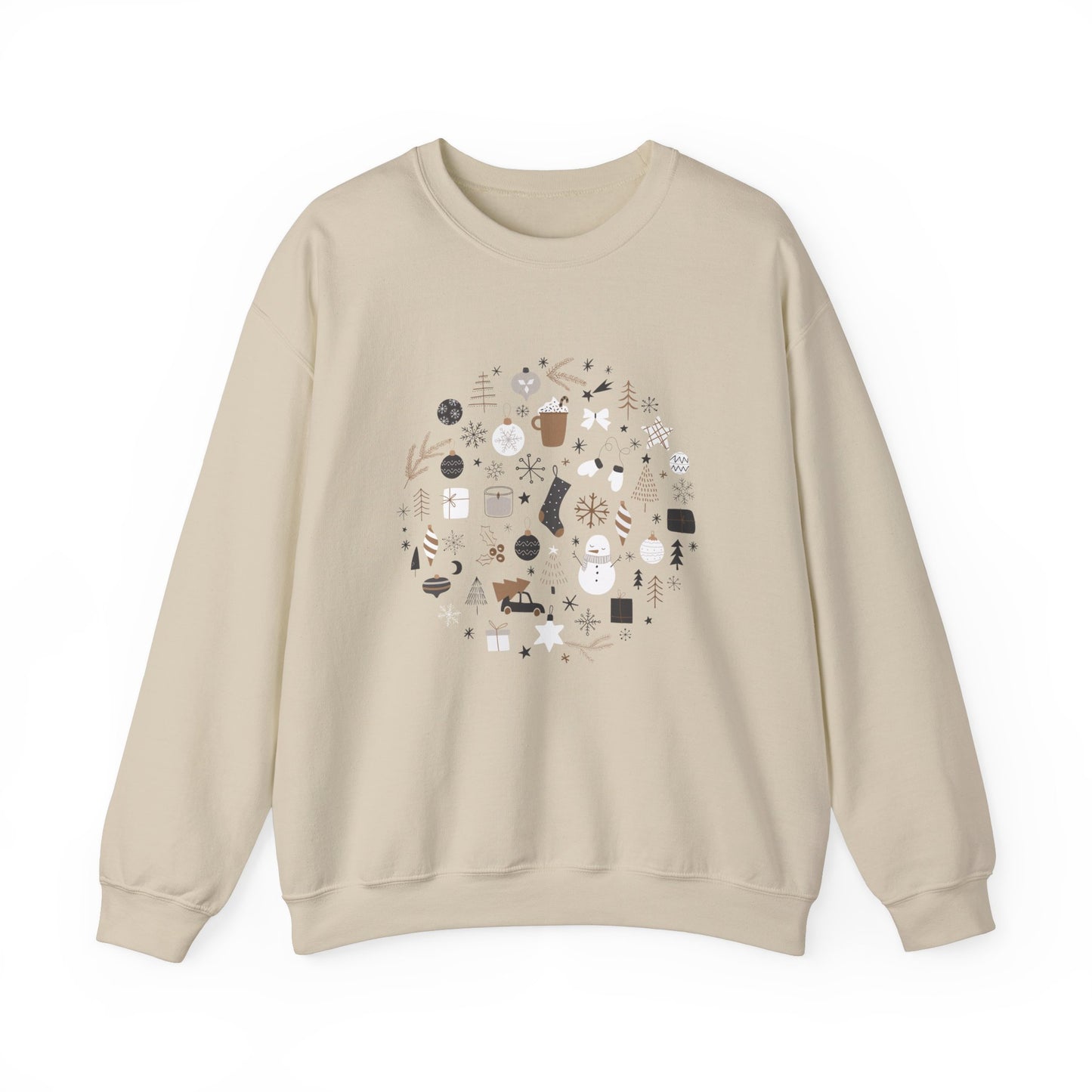 Unisex Heavy Blend Crewneck Sweatshirt Festive Holiday Round Collage 🎄☃️❄️