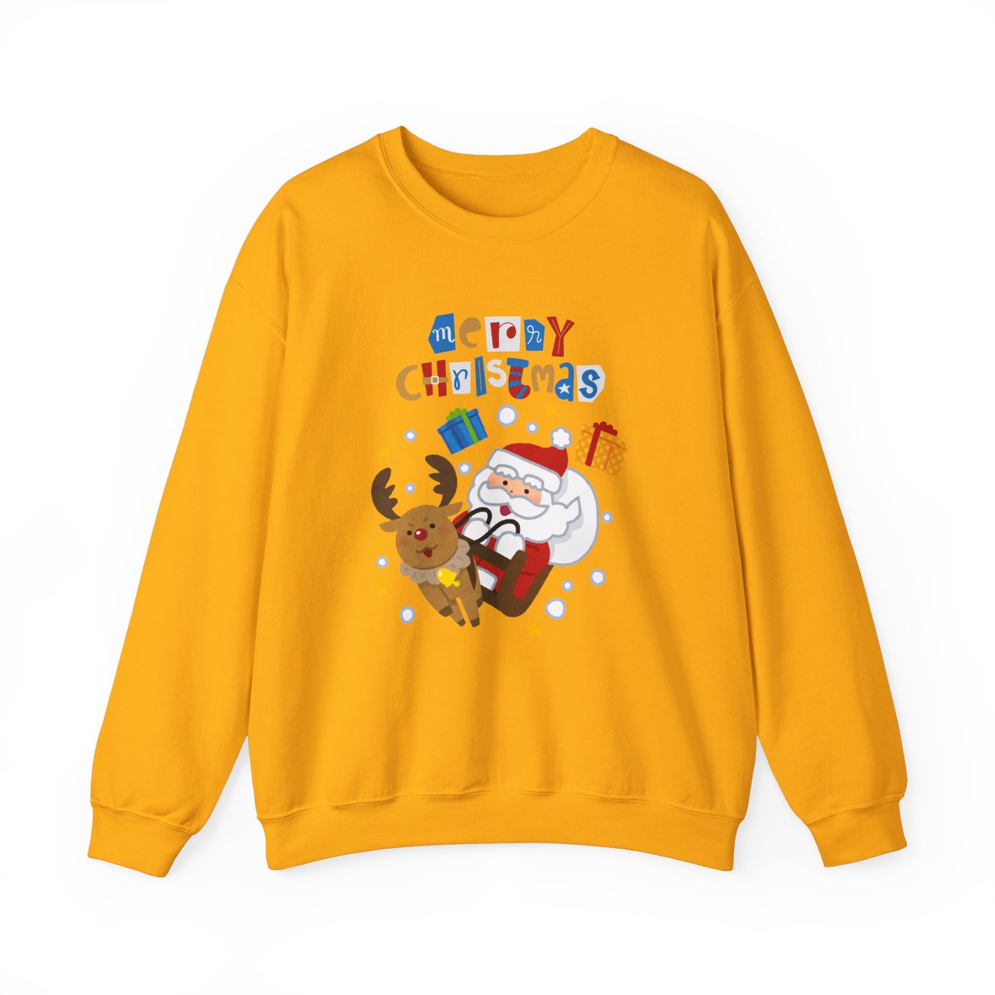 Unisex Heavy Blend Crewneck Sweatshirt Santa & Reindeer Merry Christmas 🎅🦌✨