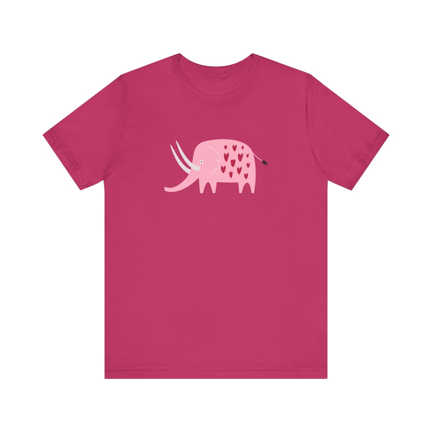 Unisex Jersey Short Sleeve Tee "Lovely Pink Pachyderm" Adorable Elephant with Hearts