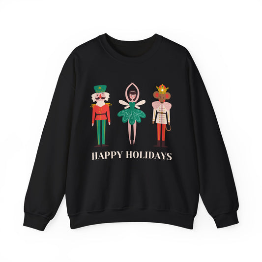 Unisex Heavy Blend Crewneck Sweatshirt Happy Holidays Nutcracker 🎄✨