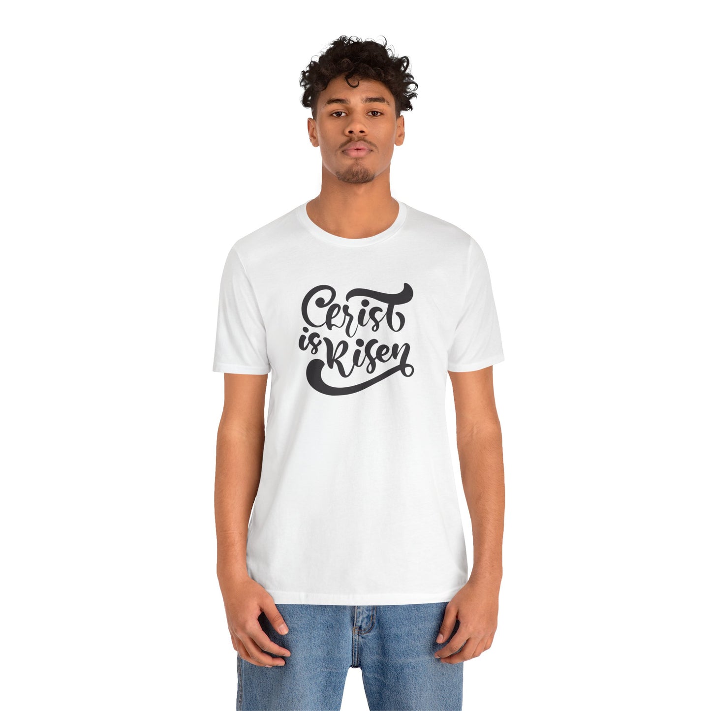Christ is Risen Black Print Unisex Jersey Short Sleeve Tee