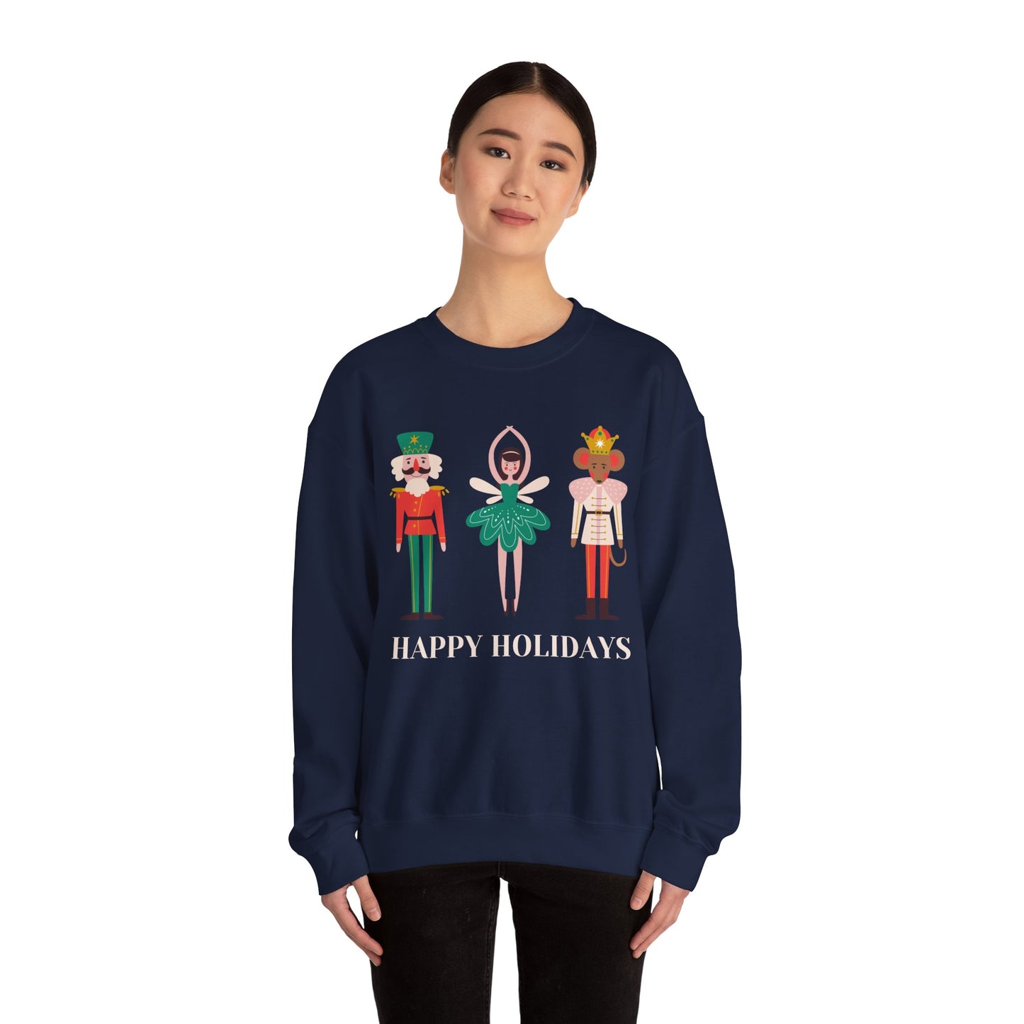 Unisex Heavy Blend Crewneck Sweatshirt Happy Holidays Nutcracker 🎄✨