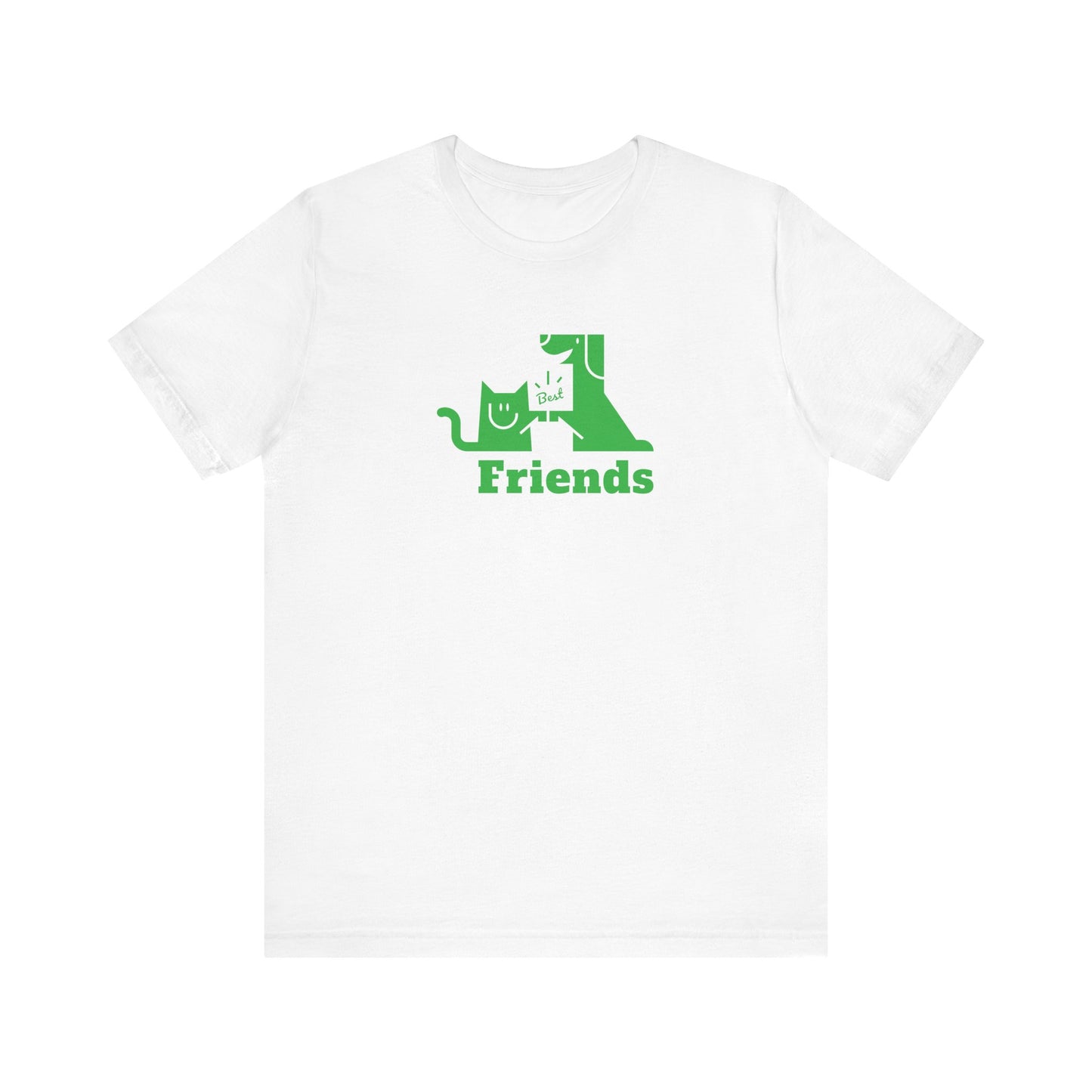 Cat & Dog Hi-5 Each Other Best Friends Green Print Unisex Jersey Short Sleeve Tee