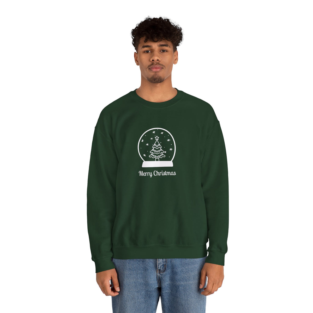 Snow Globe with Merry Christmas 🎄❄️✨ Unisex Heavy Blend Crewneck Sweatshirt