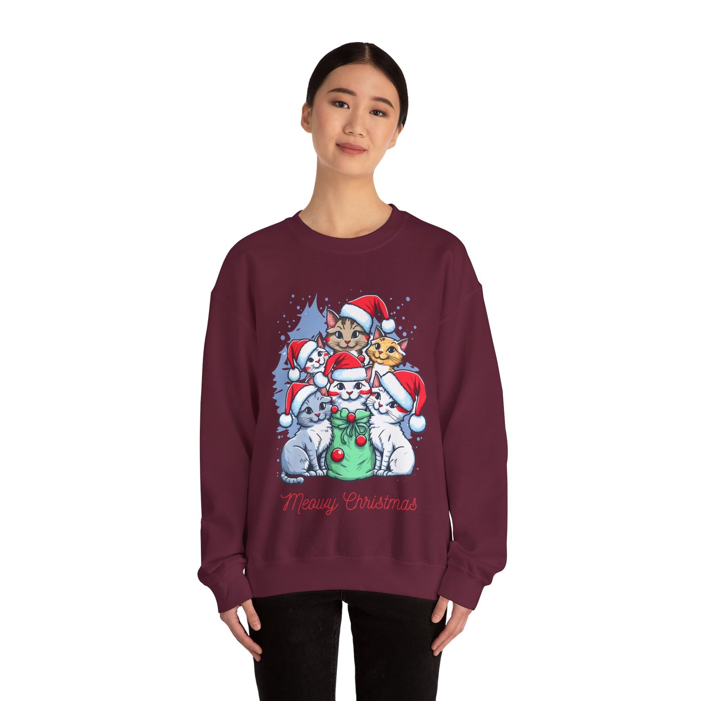 Unisex Heavy Blend Crewneck Sweatshirt Meowy Christmas 🎅🐾✨