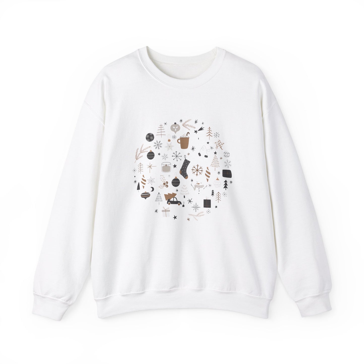 Unisex Heavy Blend Crewneck Sweatshirt Festive Holiday Round Collage 🎄☃️❄️