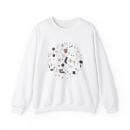 Unisex Heavy Blend Crewneck Sweatshirt Festive Holiday Round Collage 🎄☃️❄️