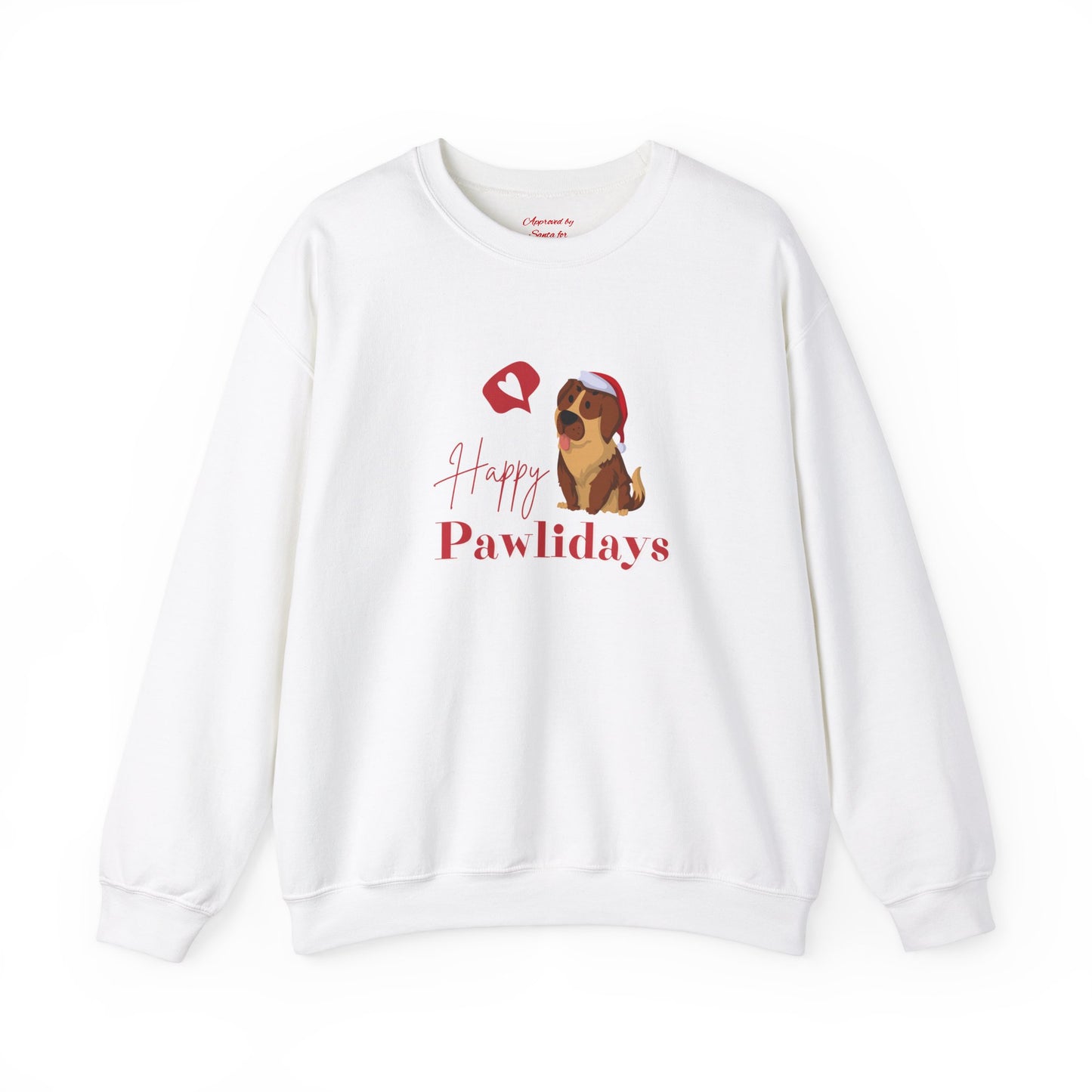 Unisex Heavy Blend Crewneck Sweatshirt Happy Pawlidays with Santa Dog 🎅🐾❤️