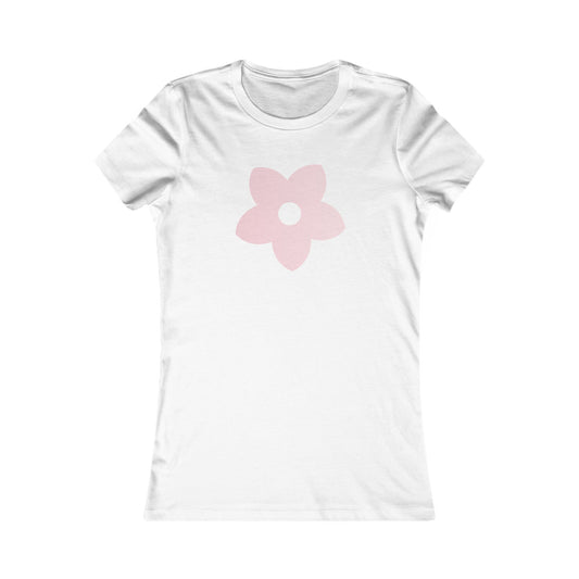 Women's Favorite T-Shirt "Petals of Joy" Playful 5-Petal Flower Design Pink Print