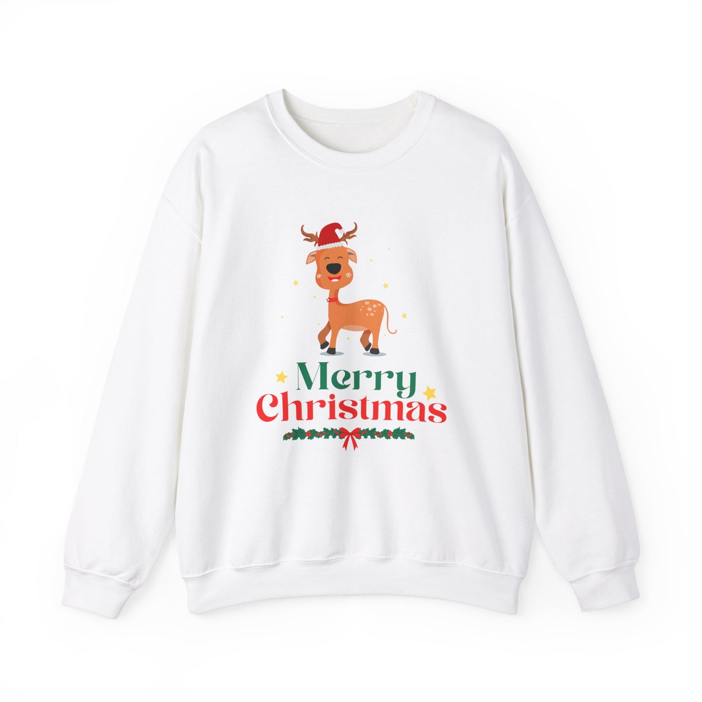 Unisex Heavy Blend Crewneck Sweatshirt Merry Christmas Reindeer 🎄🦌✨