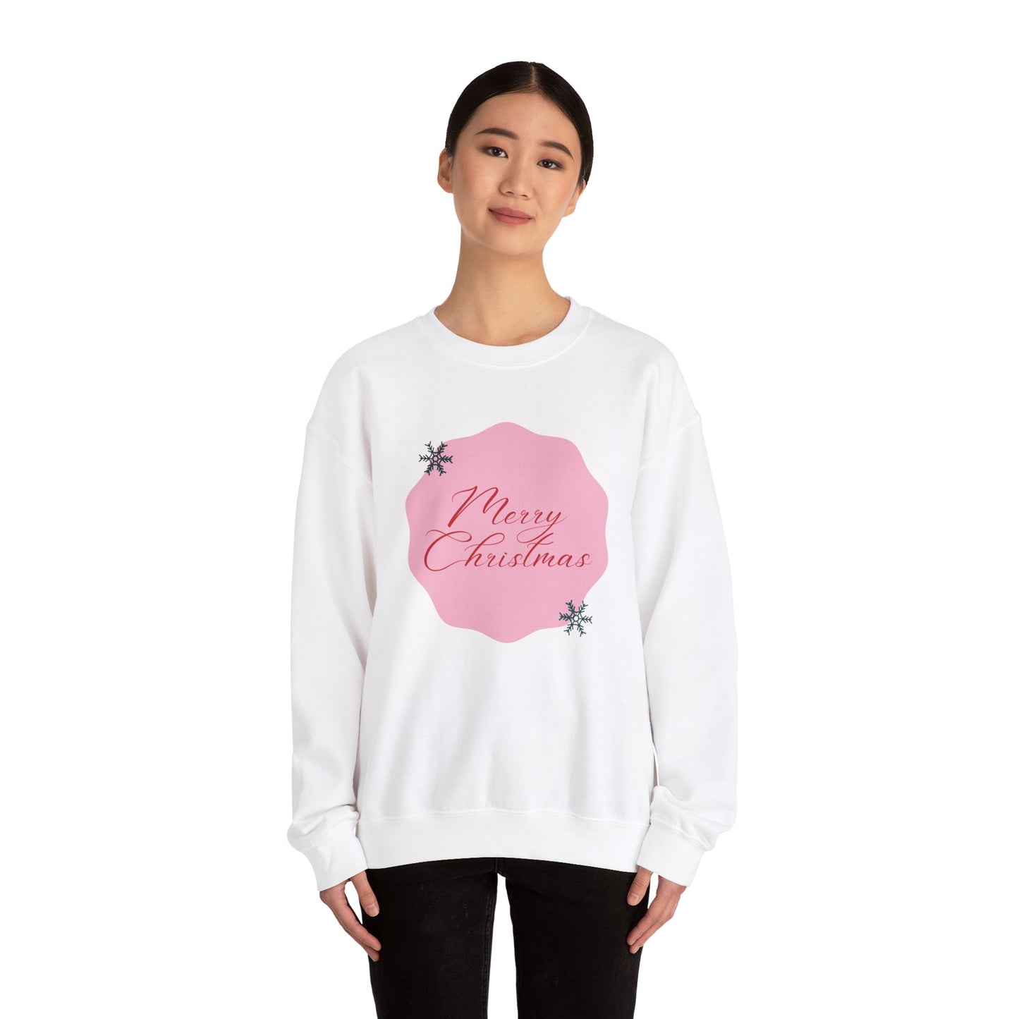 Unisex Heavy Blend Crewneck Sweatshirt Merry Christmas in Pink Geometric 🎄💖✨