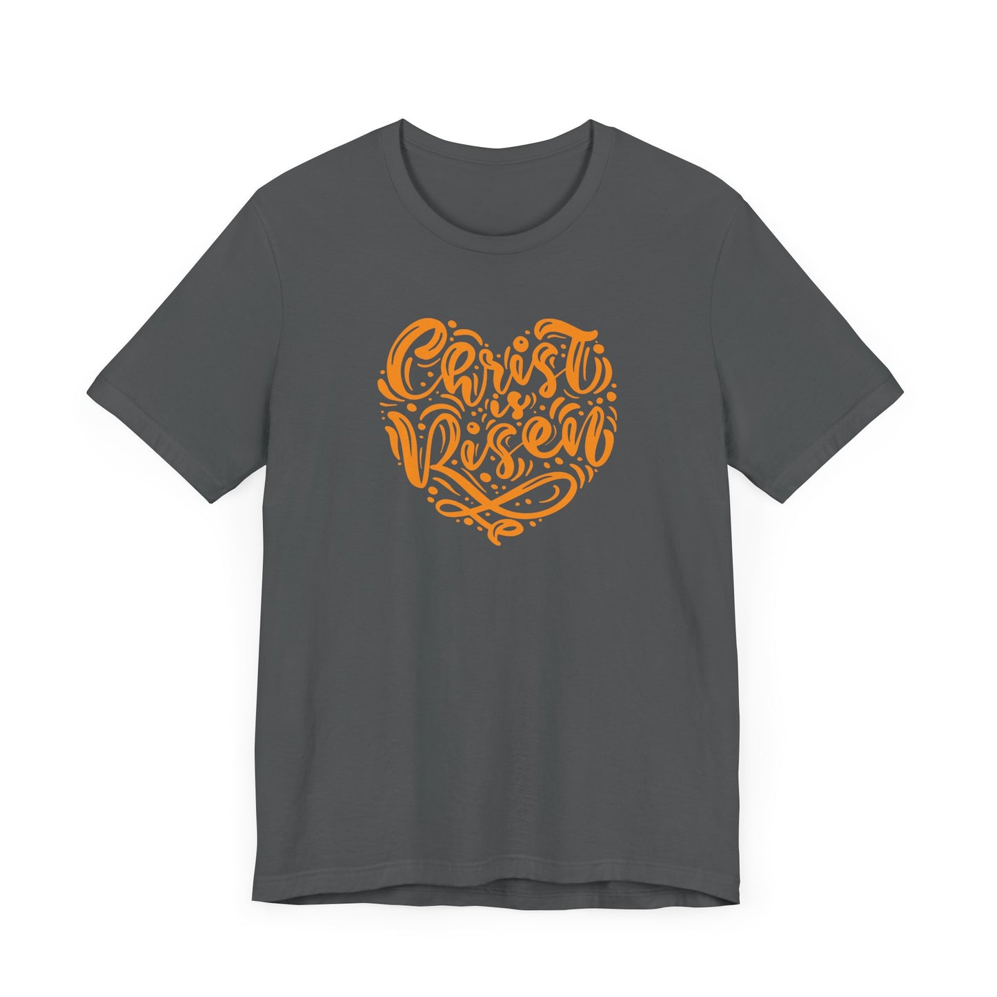 Christ is Risen Heart Shaped Orange Print Unisex Jersey Short Sleeve Tee