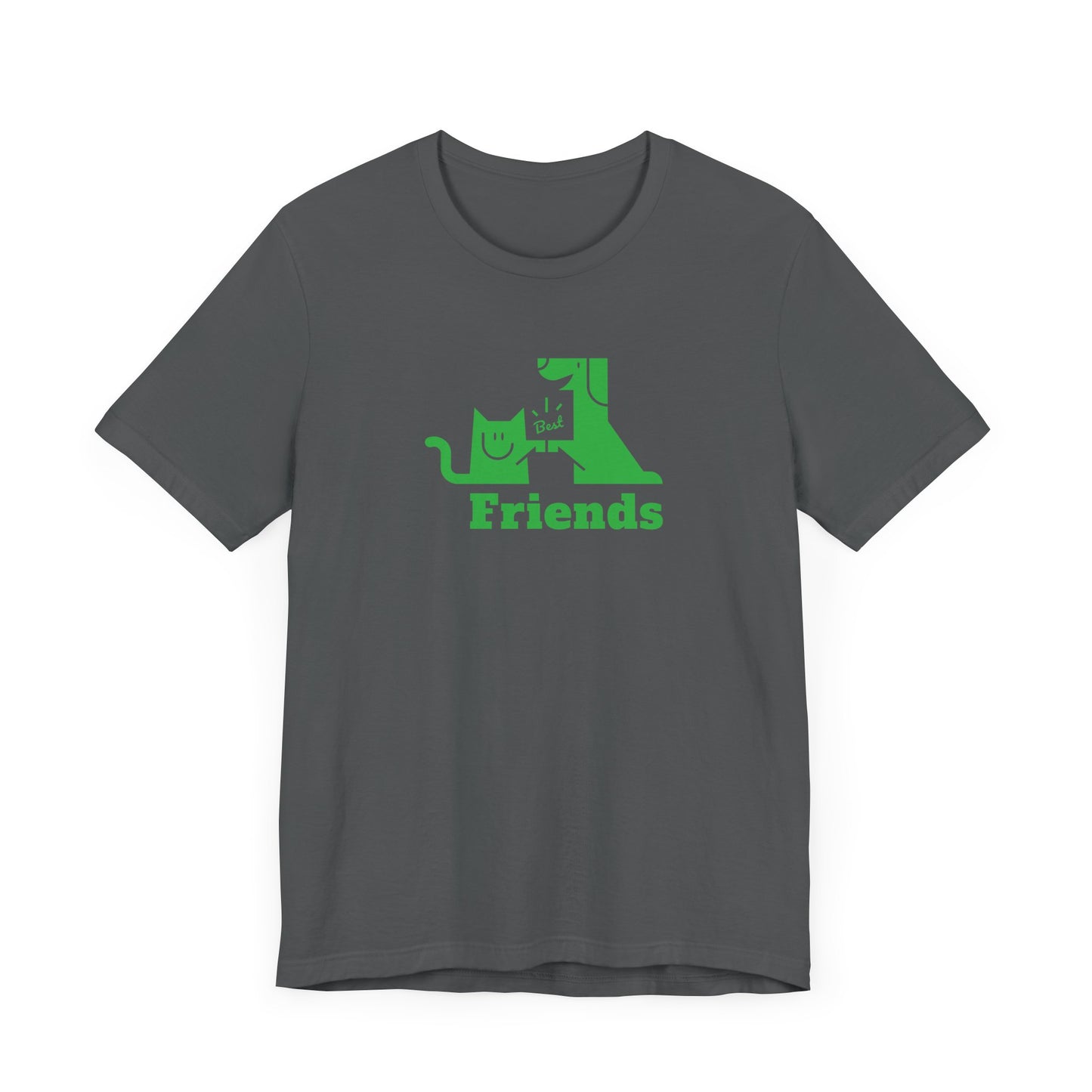 Cat & Dog Hi-5 Each Other Best Friends Green Print Unisex Jersey Short Sleeve Tee