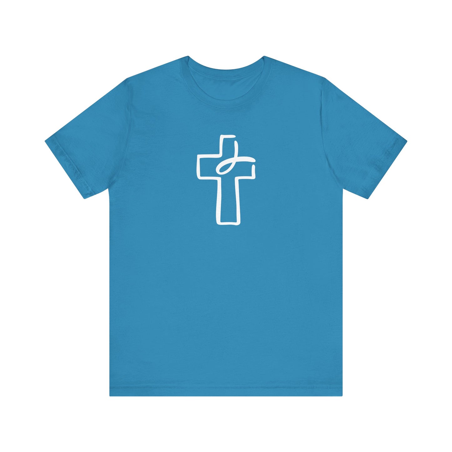 Unisex Jersey Short Sleeve Tee Crucifix Ichthys "Jesus Fish" White Print