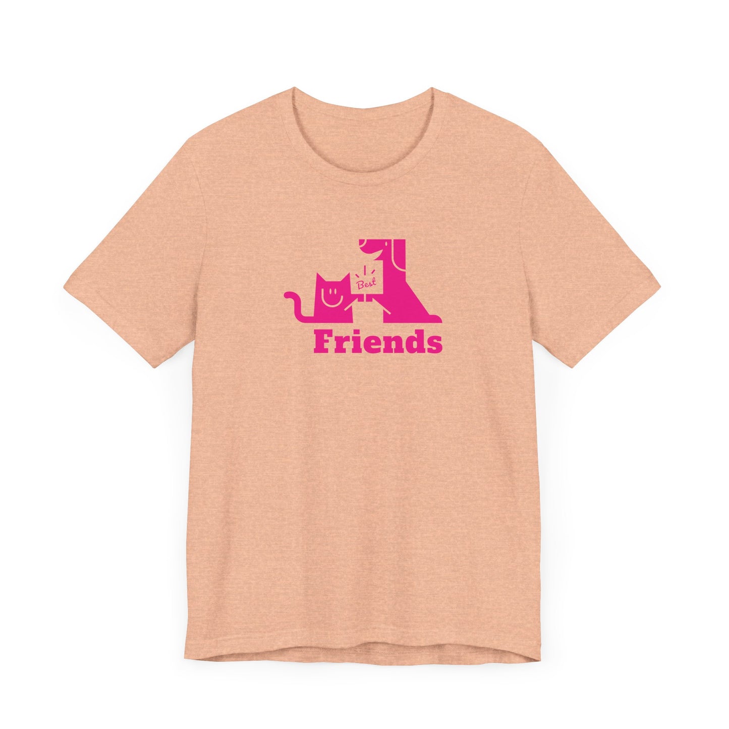 Cat & Dog Hi-5 Each Other Best Friends Pink Print Unisex Jersey Short Sleeve Tee