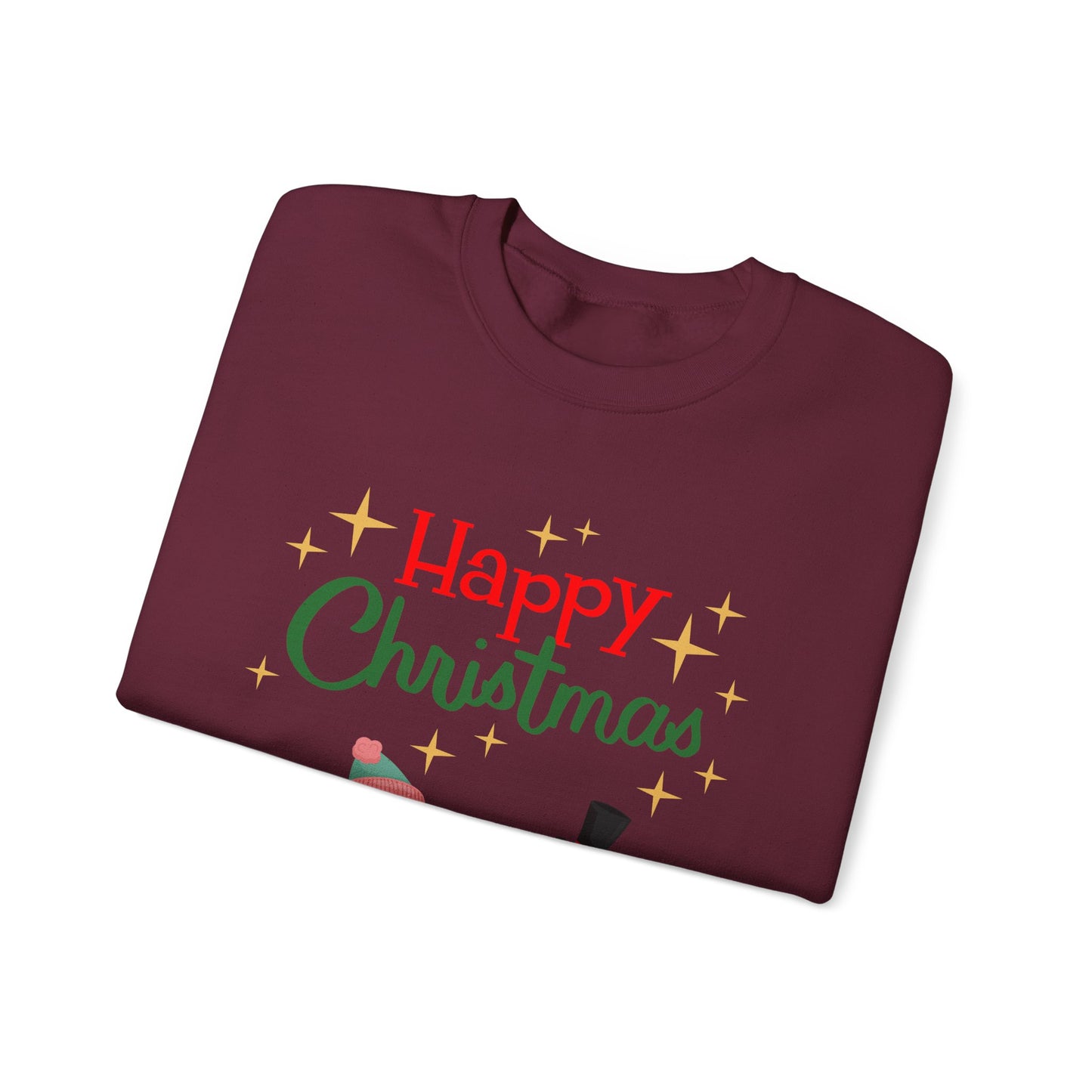 Unisex Heavy Blend Crewneck Sweatshirt Happy Christmas with Penguins 🎄🐧✨