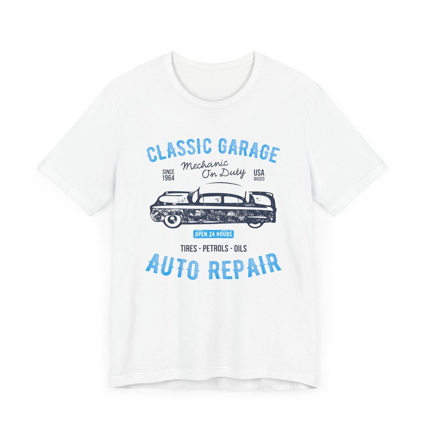 Unisex Jersey Short Sleeve Tee Classic Garage Auto Repair Blue Print