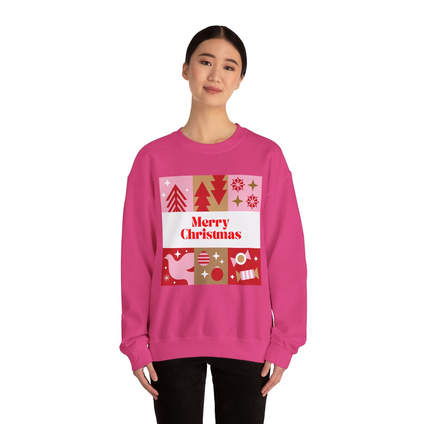 Unisex Heavy Blend Crewneck Sweatshirt Pink Christmas Montage 🎄💖✨