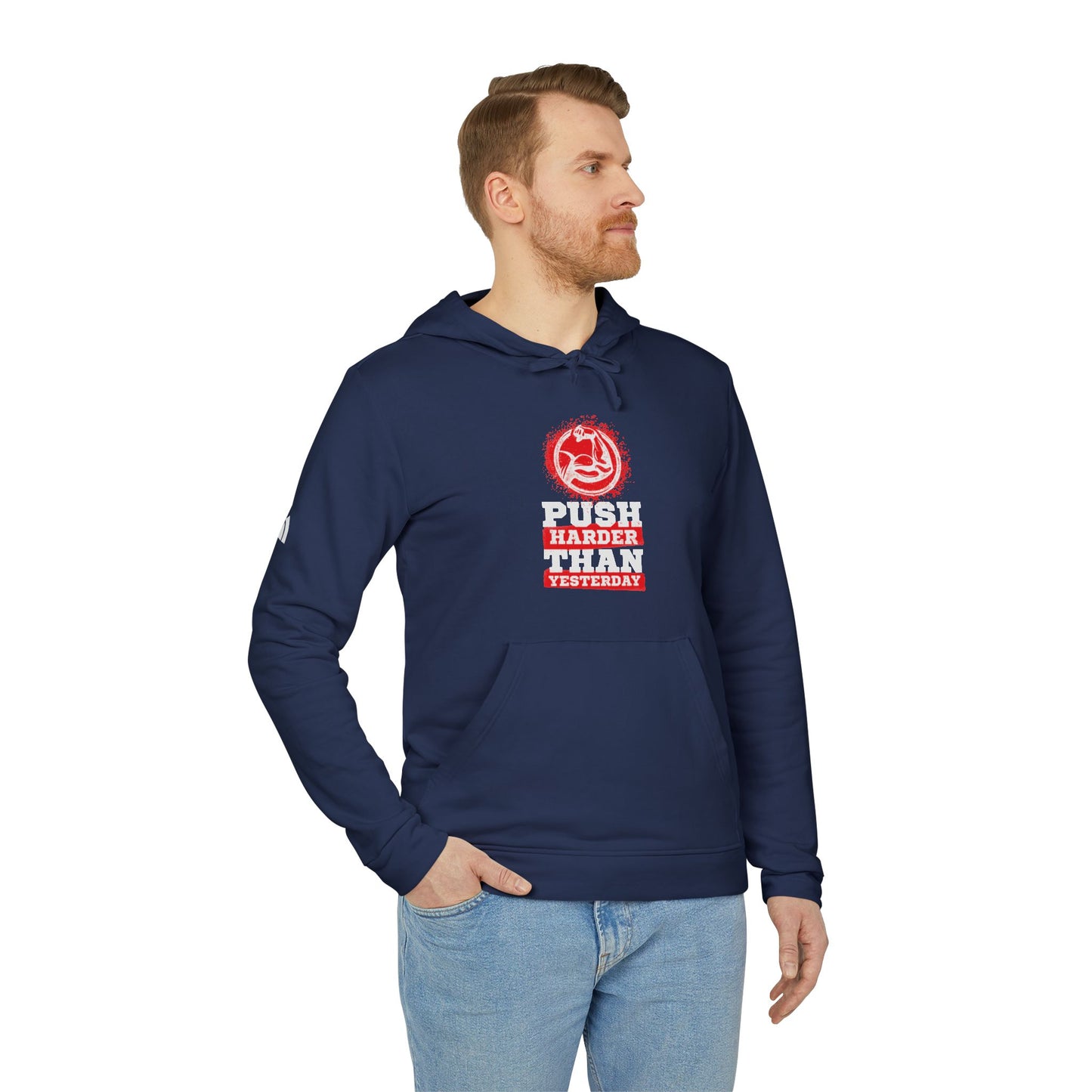 Push Harder Than Yesterday Adidas Unisex Cozy Fleece Hoodie