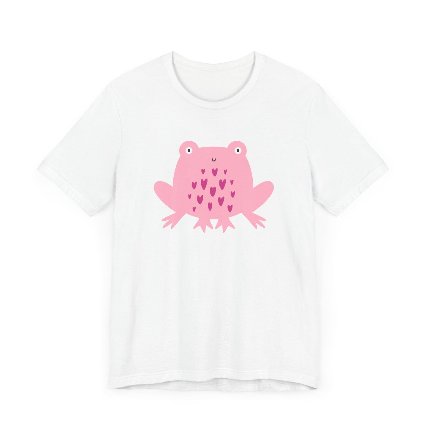 Unisex Jersey Short Sleeve Tee "Lovely Leapin' Frog" Adorable Pink Frog with Hearts