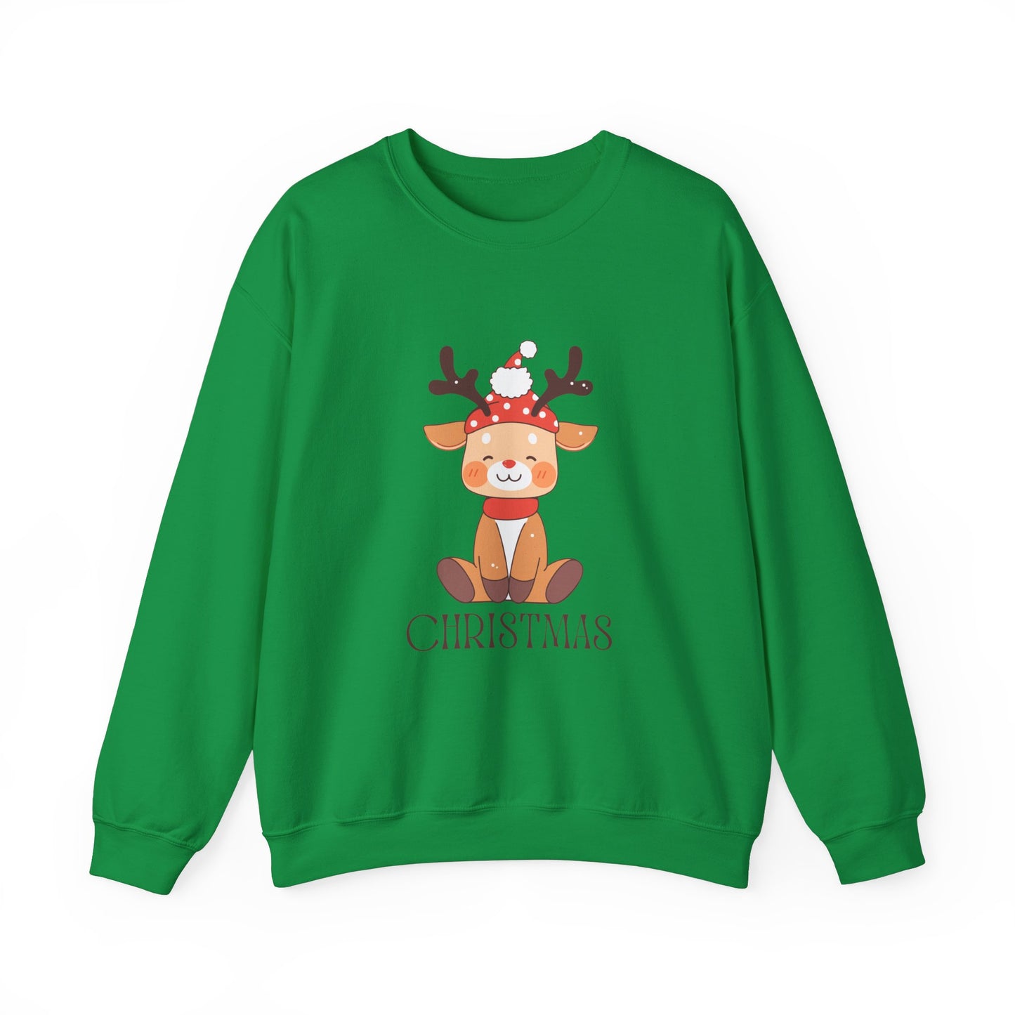 Unisex Heavy Blend Crewneck Sweatshirt Sitting Deer with Christmas 🎄🦌✨