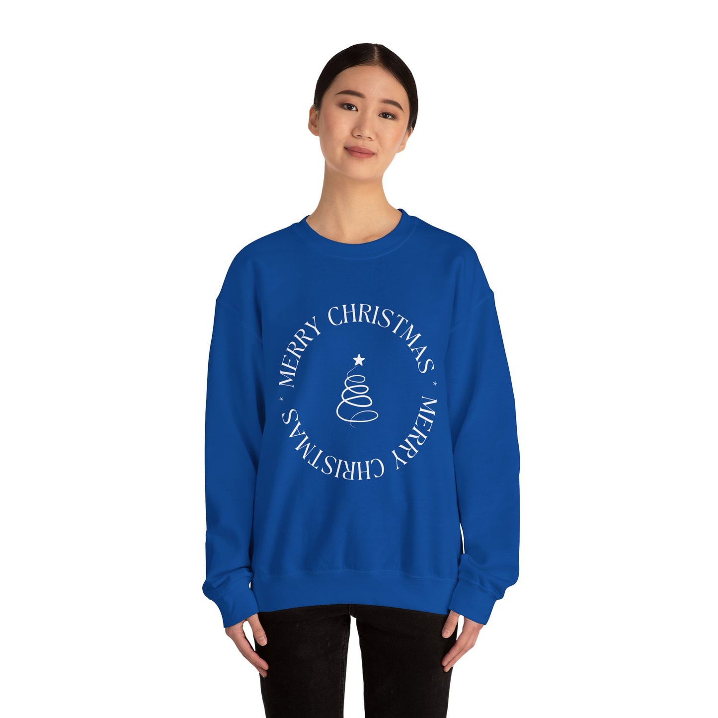 Unisex Heavy Blend Crewneck Sweatshirt Elegant Merry Christmas Tree 🎄✨