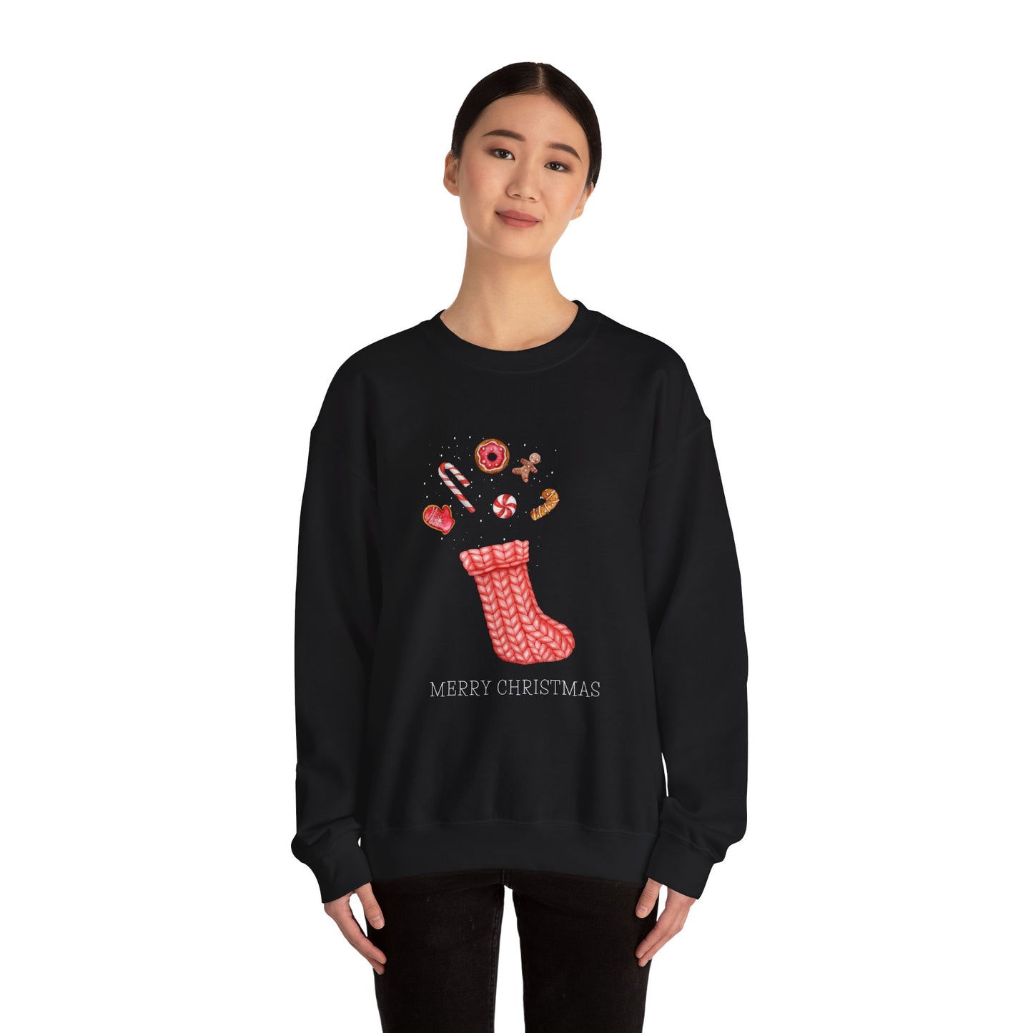 Cozy Christmas Sock 🎄🧦🍩 Unisex Heavy Blend Crewneck Sweatshirt