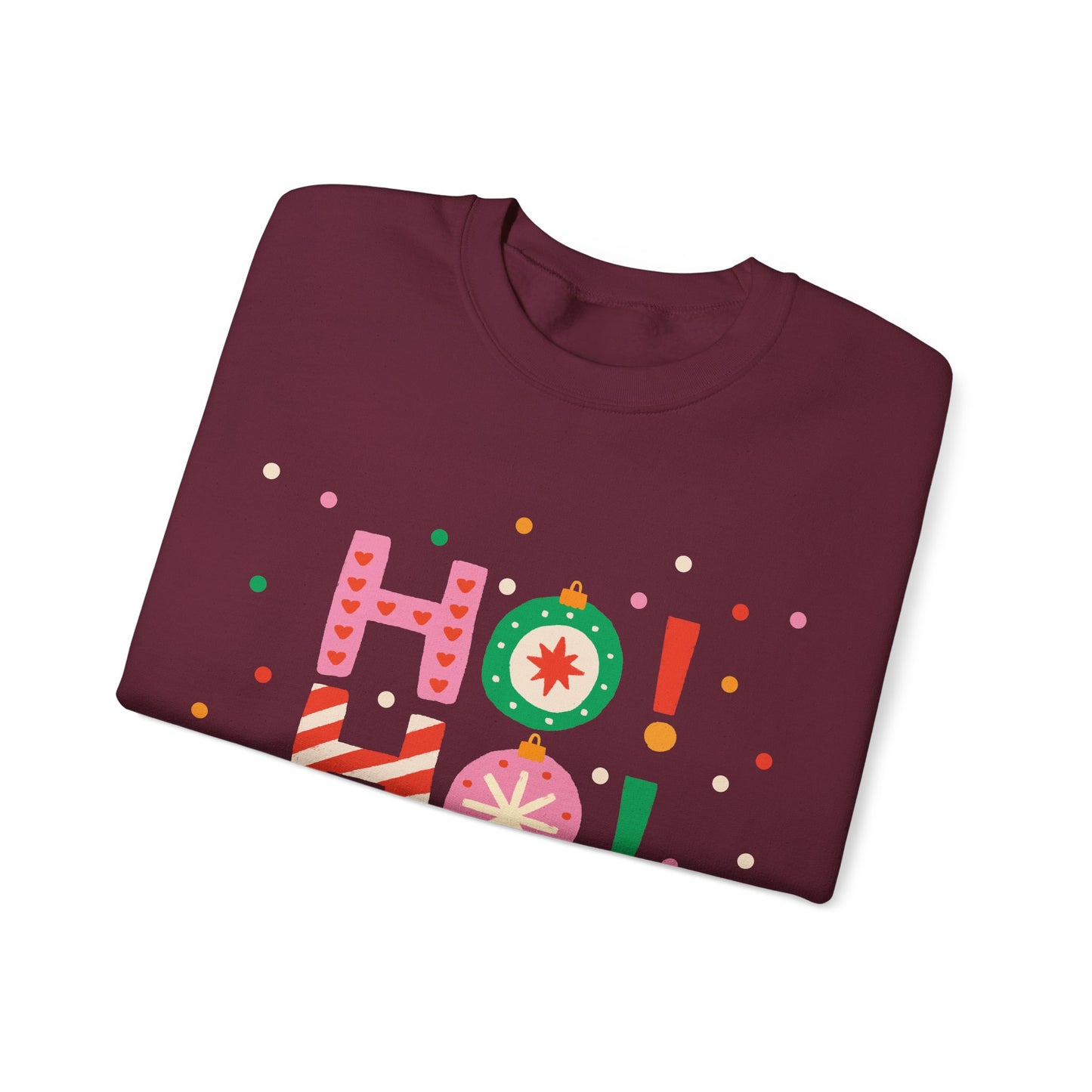 Unisex Heavy Blend Crewneck Sweatshirt Colorful Ho Ho Ho version 2 🎅✨